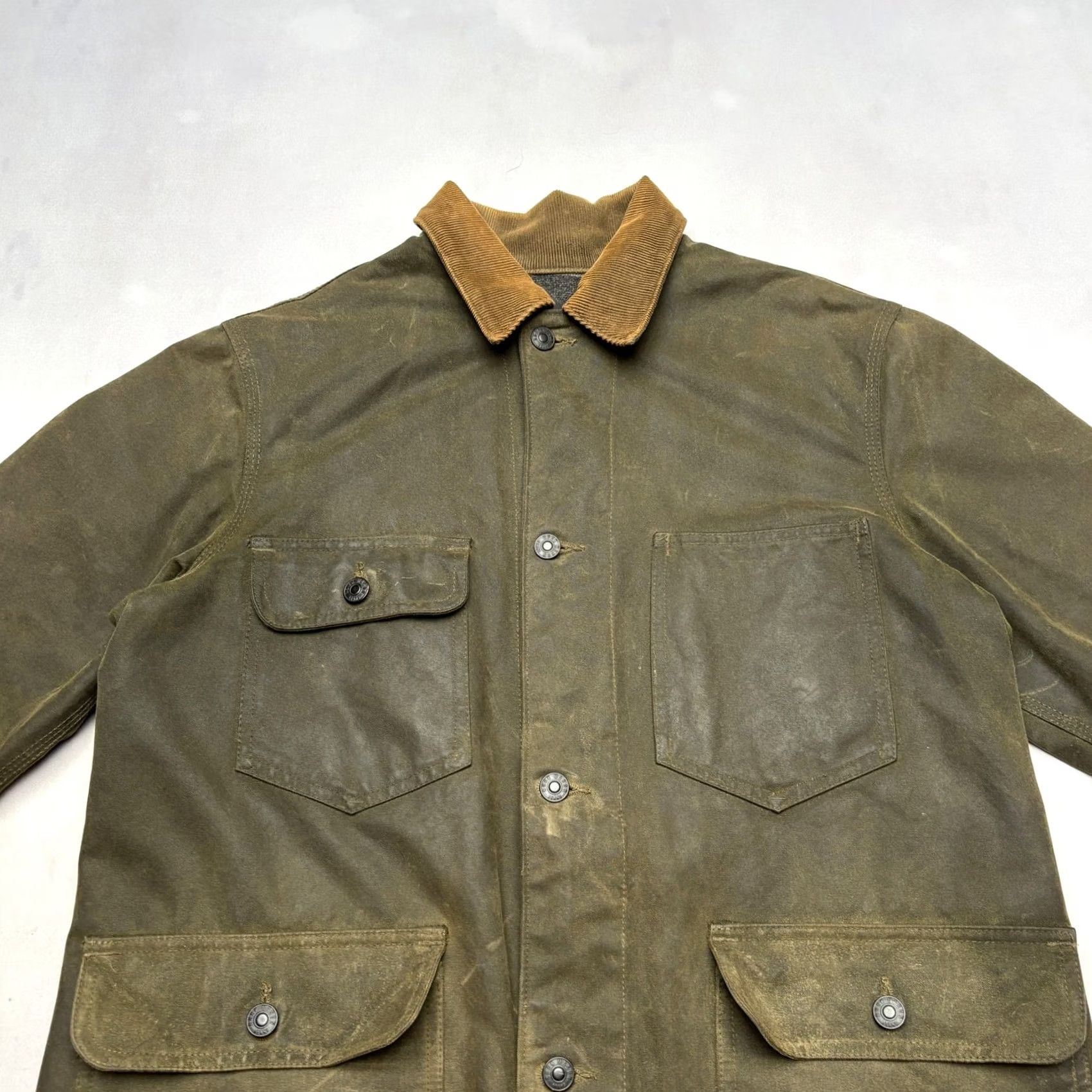 Buck Mason Buck Mason Highland Jacket Dry Waxed Canvas Wool Lined Men M Green Wool Lined Jacket Size US M / EU 48-50 / 2 - 3 Thumbnail
