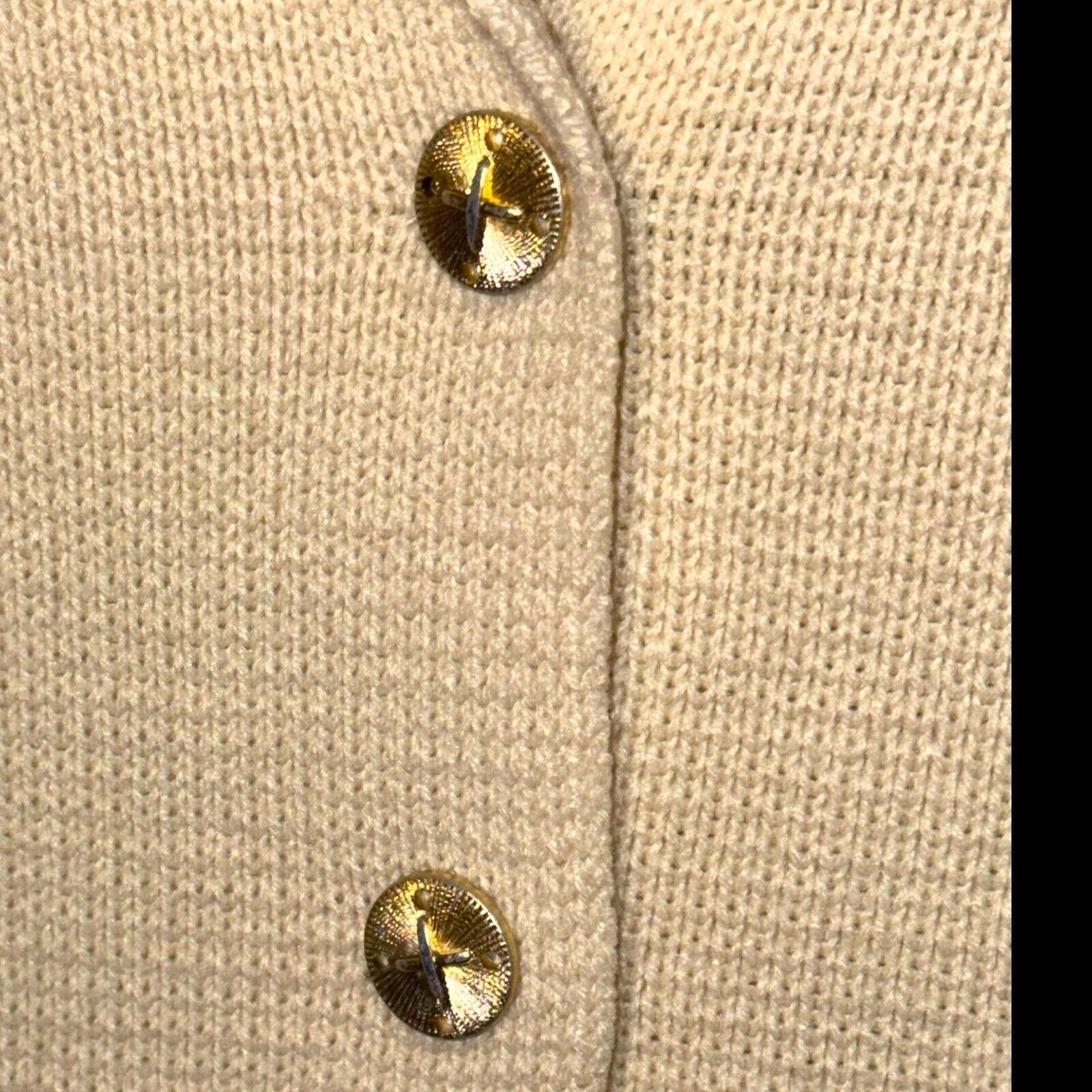 Designer Vtg Lilly Of California Beige Gold Btn Cardigan Sweater L Size L / US 10 / IT 46 - 2 Thumbnail