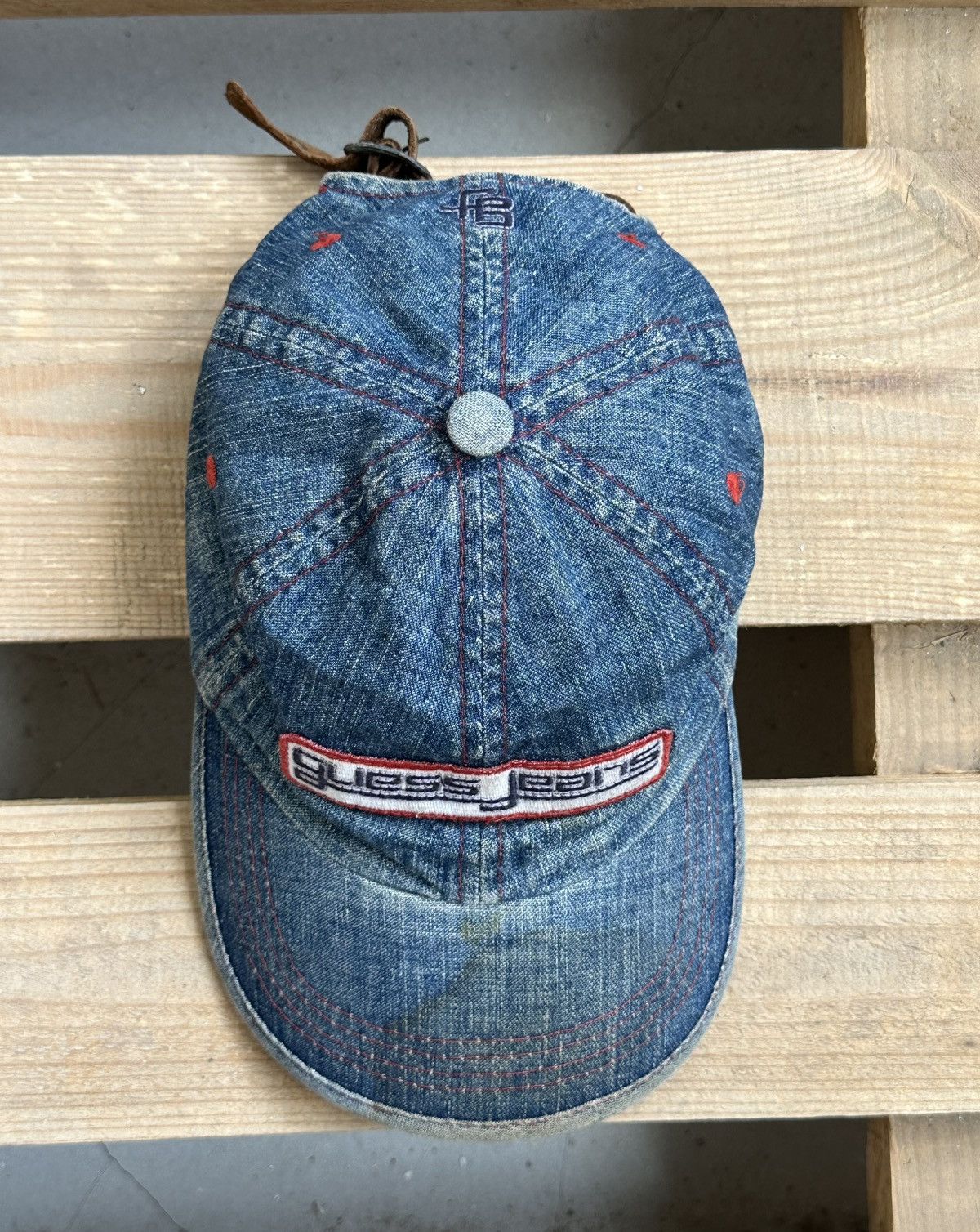 Guess Vintage Guess Blue Denim Leather Strap Cap Size ONE SIZE - 4 Thumbnail