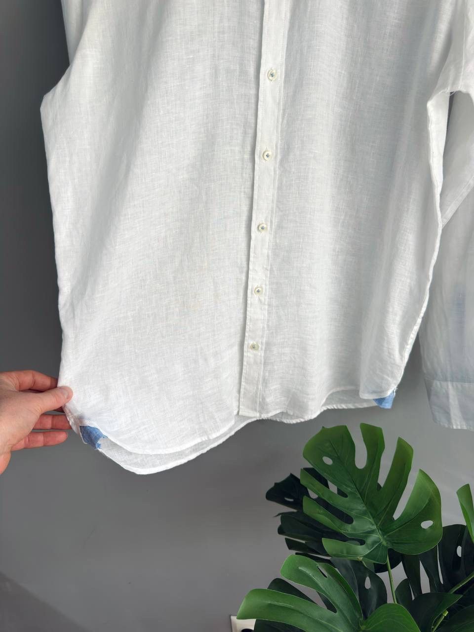 Other Paul Kehl Zurich Men's White Custom Fit Linen Shirt, Size M Size US M / EU 48-50 / 2 - 6 Thumbnail