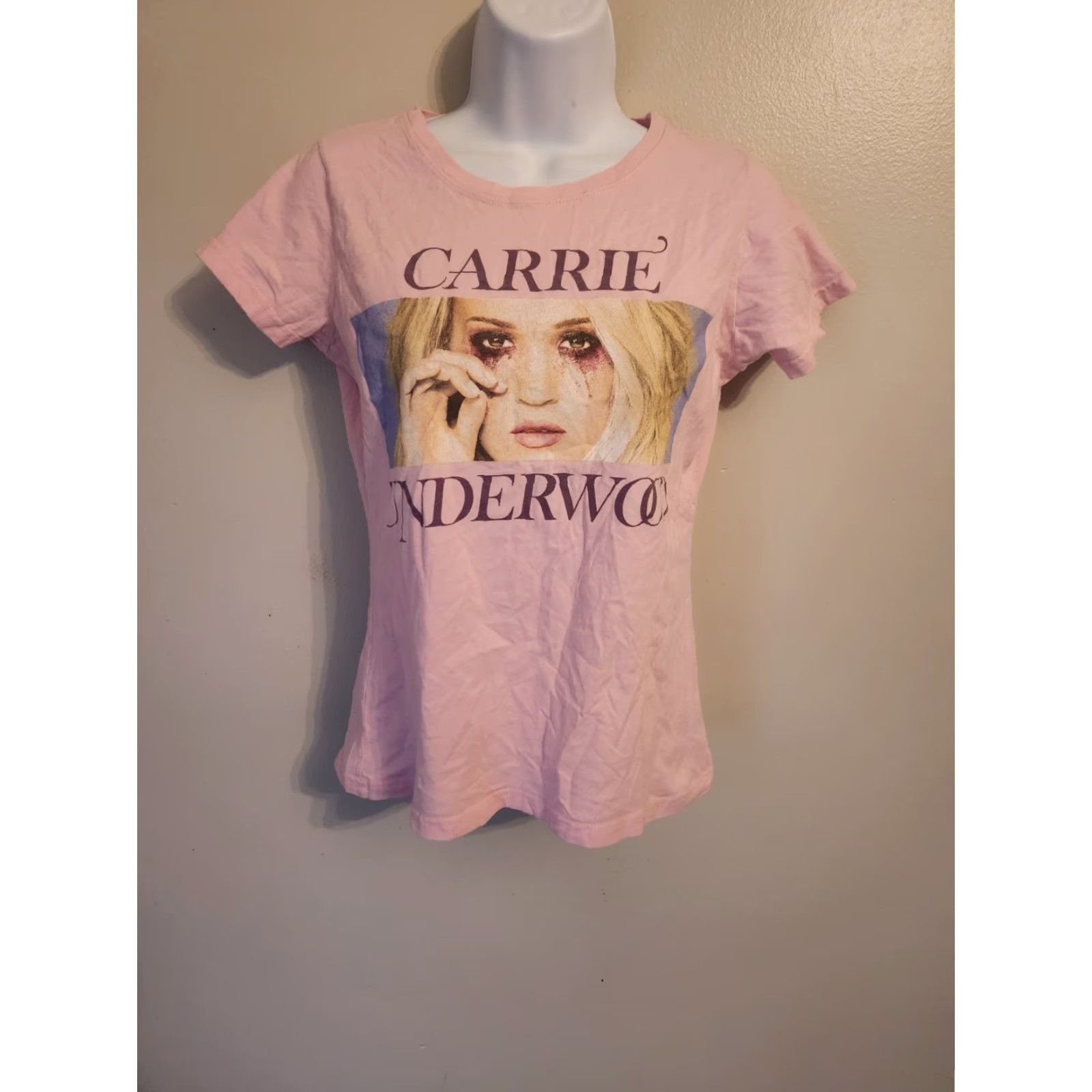 Pinko Womens Carrie Underwood Cry Pretty Tour 360 Pink T Shirt Size S Juniors Crew Neck Short Sleeve 100% Cotton Regular Basic Music Shirt Womens Size S / US 4 / IT 40 - 2 Thumbnail