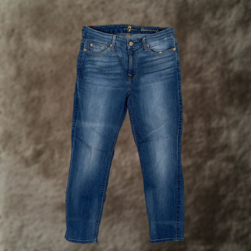 7 For All Mankind 7 For All Mankind Jeans Womens Blue 32 Kimmie Crop Denim Stretch Cotton Blend Size 24" / US 00 / IT 34 - 1 Thumbnail
