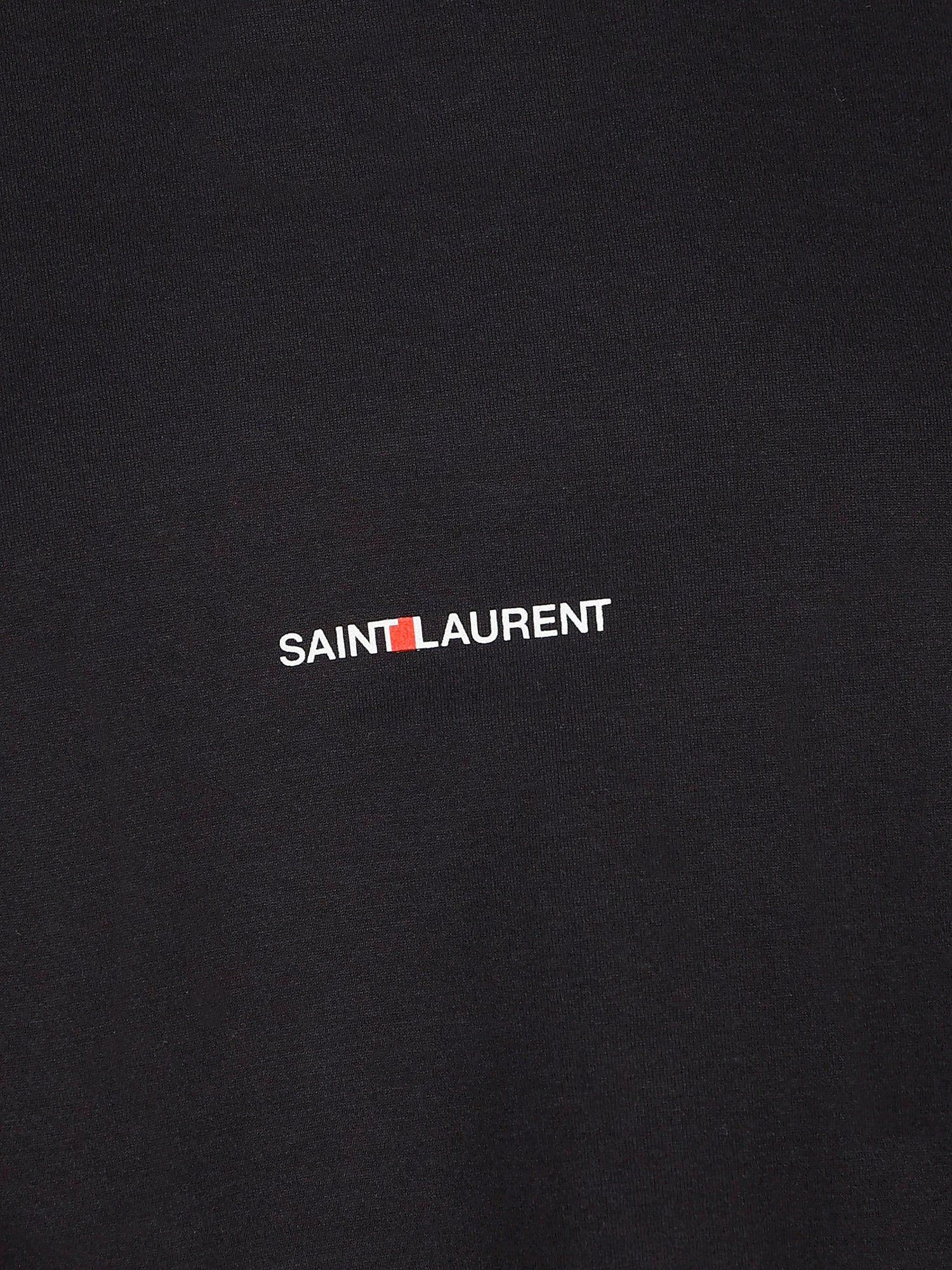 Saint Laurent Paris ob1o1e1124 Organic Cotton T-Shirt in Black Size M / US 6-8 / IT 42-44 - 3 Thumbnail
