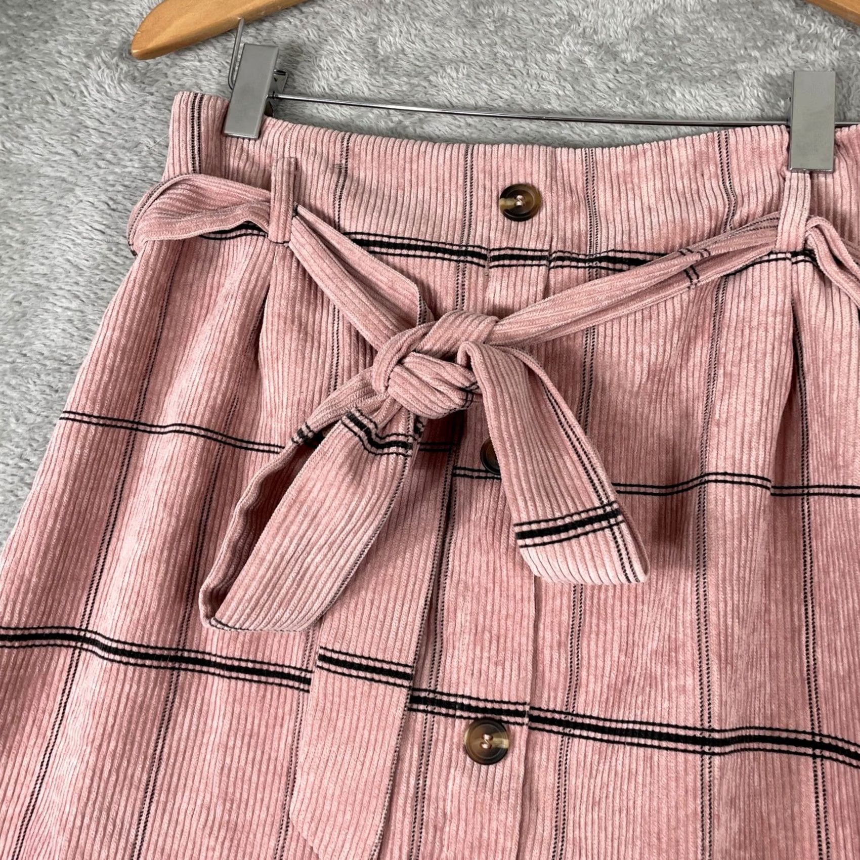 Pinko Have Corduroy Mini Skirt - Womens Pink Plaid Size 36" / US 14 / IT 50 - 3 Thumbnail