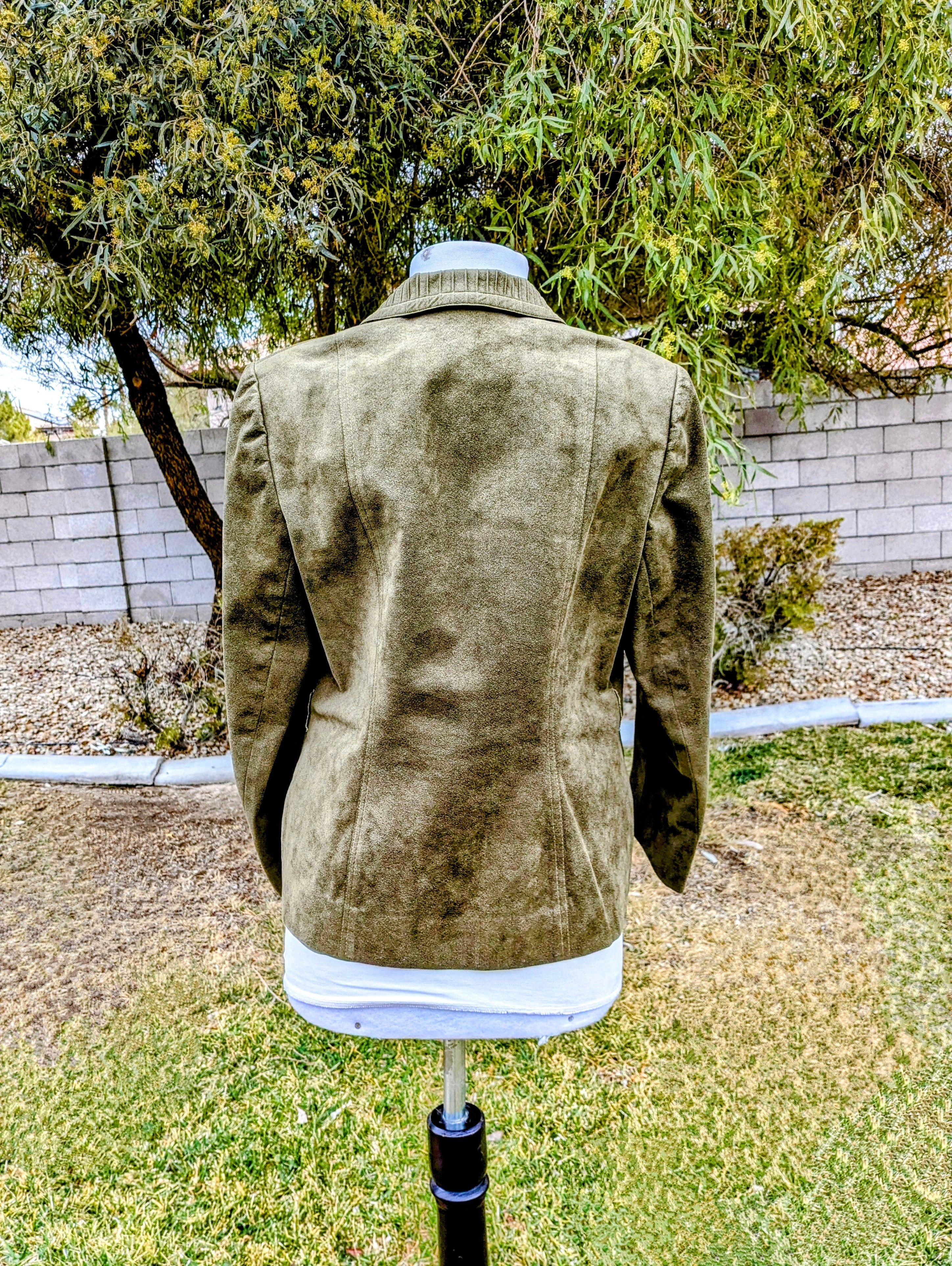 Designer VTG Prince Co 1980s Japanese Suede Olive Blazer Suit Jacket Size S / US 4 / IT 40 - 2 Thumbnail