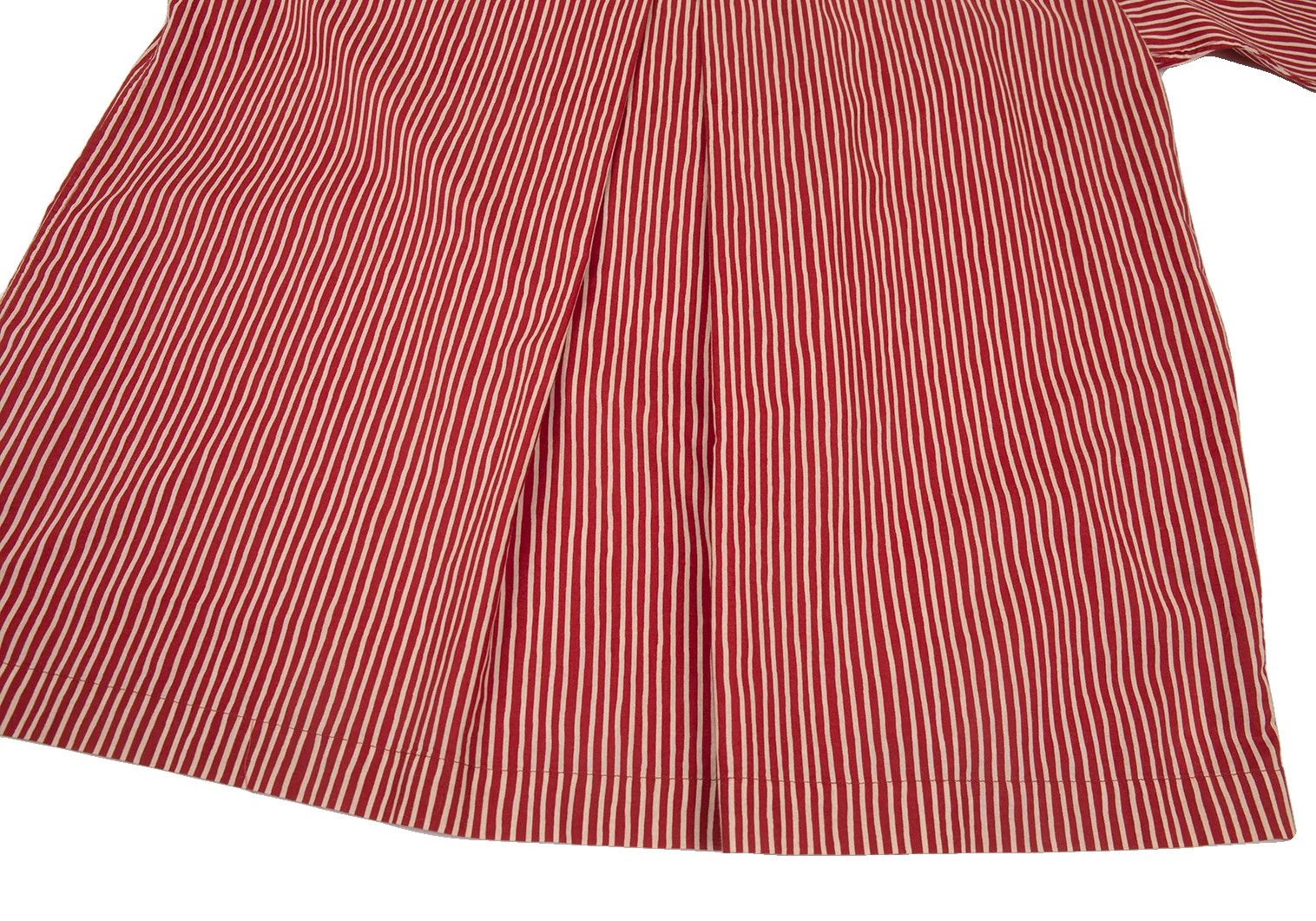 Issey Miyake Cotton Stripe Band Collar Pullover Shirt Red Cream Size US S / EU 44-46 / 1 - 16 Thumbnail