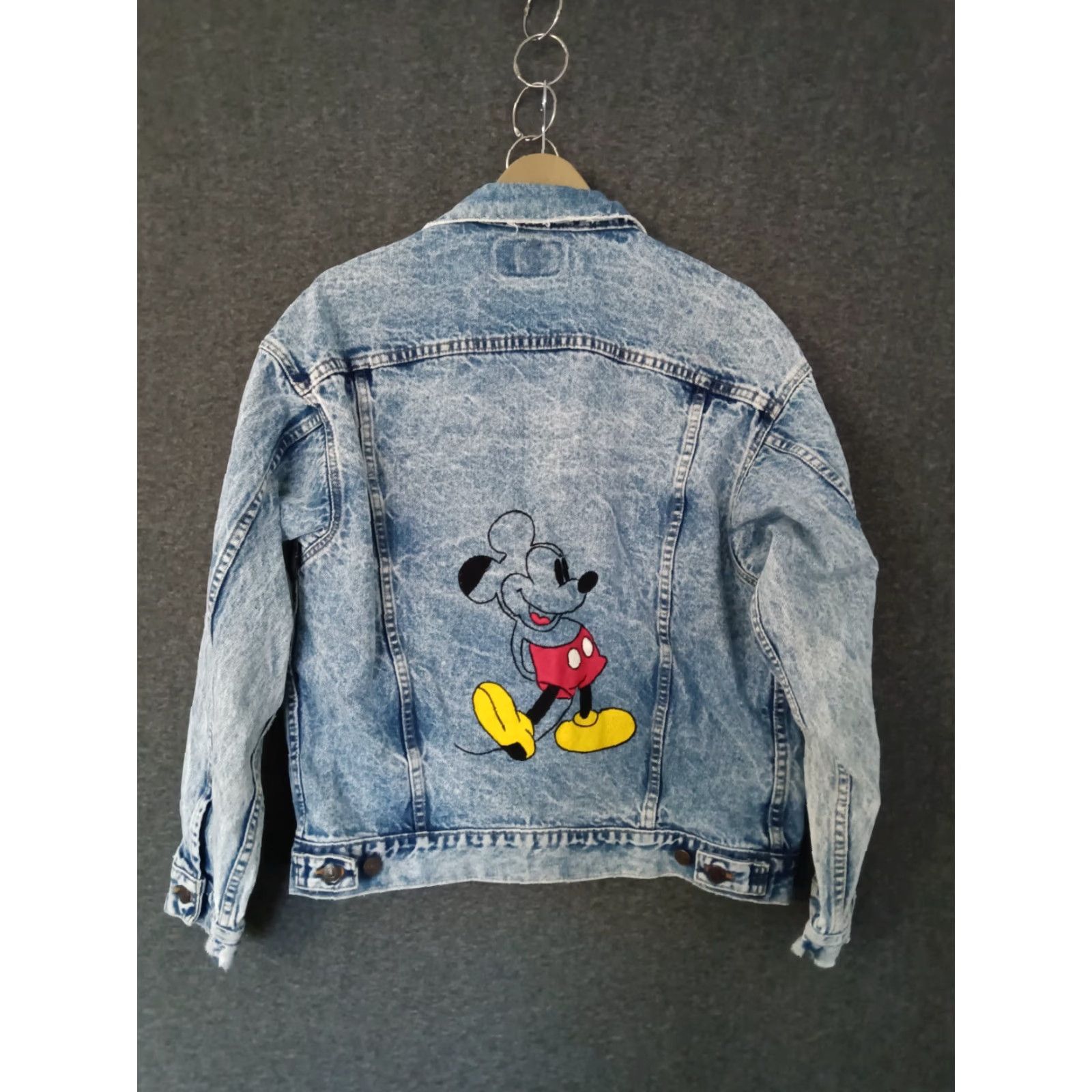 Levi's VINTAGE Levi's Jacket Denim Jeans Jacket 80s Mens Regular Size L Blue Acid Wash Back Logo Mini Mouse 70507 Size US 33 - 2 Thumbnail