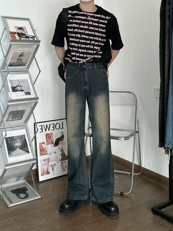 Japanese Brand naga Vintage washed distressed loose casual flared jeans Size US 32 / EU 48 - 6 Thumbnail