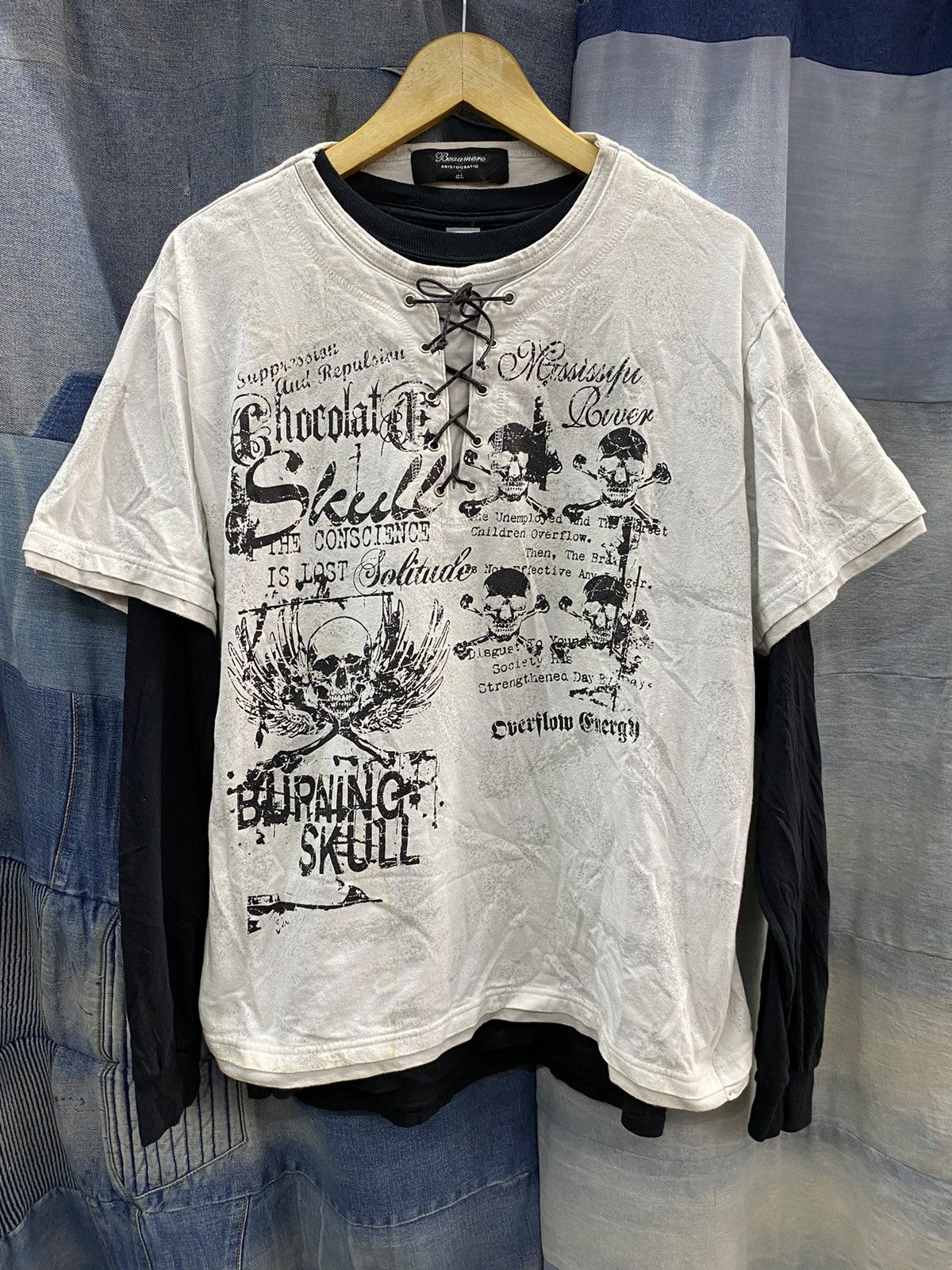 If Six Was Nine × Japanese Brand × Le Grande Bleu (L.G.B.) burning skull beaumere tshirt double layer ifsx lgb Size US L / EU 52-54 / 3 - 1 Thumbnail
