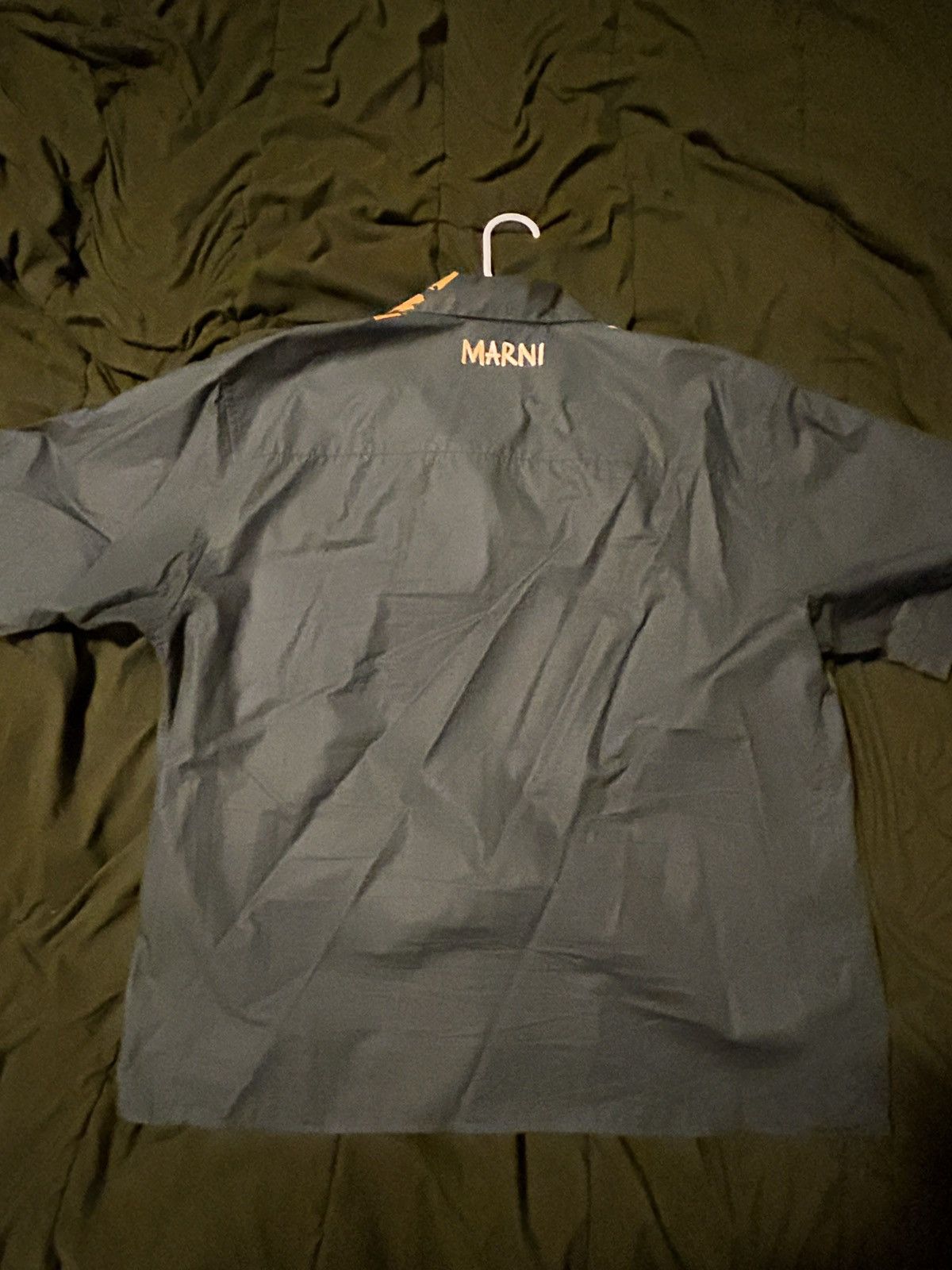 Marni Green Marni short sleeve shirt with orange paint stripe Size US L / EU 52-54 / 3 - 5 Thumbnail