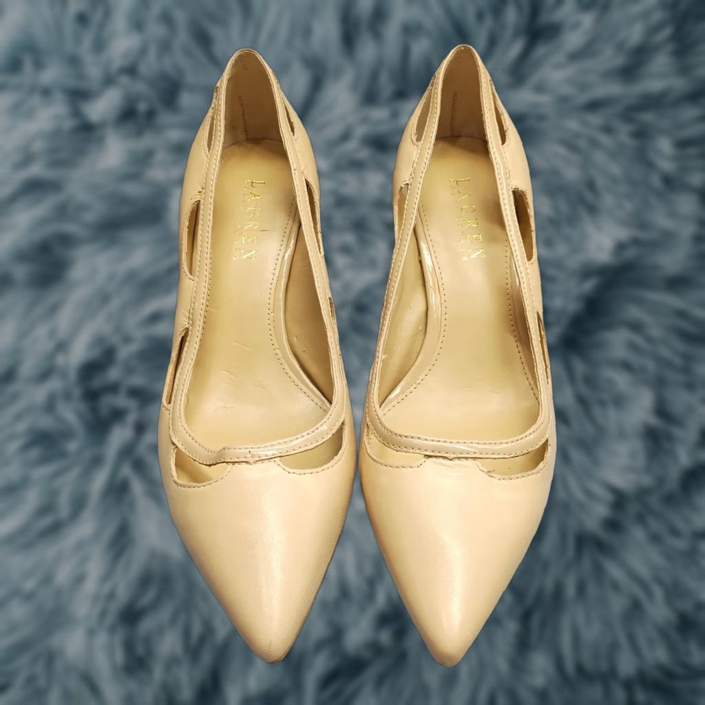 Ralph Lauren Lauren Ralph Lauren Evil Pump Heels Womens 7.5 Tan Leather Pointed Toe Slip On Size 7.5 Womens Shoes Size US 8 / IT 38 - 1 Thumbnail