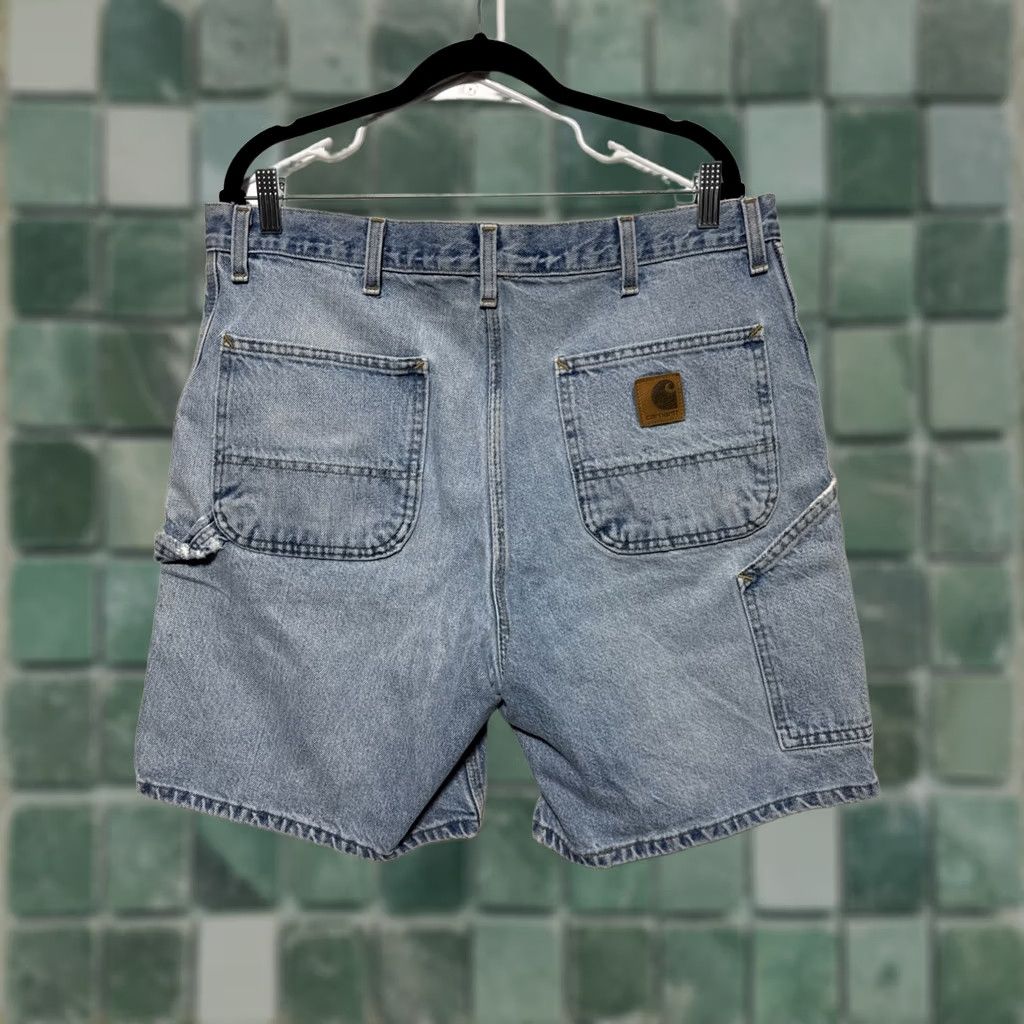 Carhartt VINTAGE Carhartt Shorts Mens Bermuda Denim 90s Carpenter Workwear Casual Blue Size 38 Regular Front Zipper Button Pockets Size US 38 / EU 54 - 1 Thumbnail