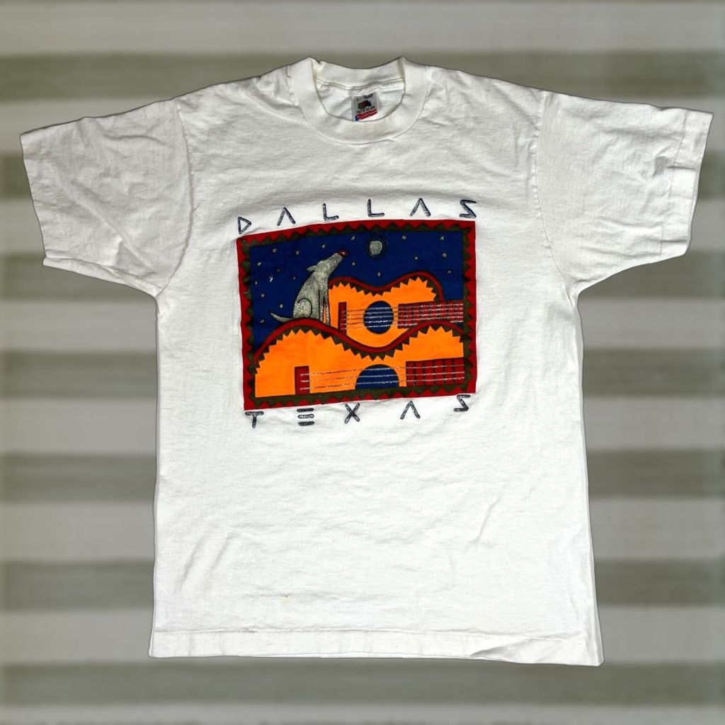 Fruit Of The Loom Vintage Dallas Texas Graphic T-Shirt Unisex Adults Size L White 1990s Fruit of the Loom Made in USA 90s Dallas Texas Shirt Size US L / EU 52-54 / 3 - 1 Thumbnail
