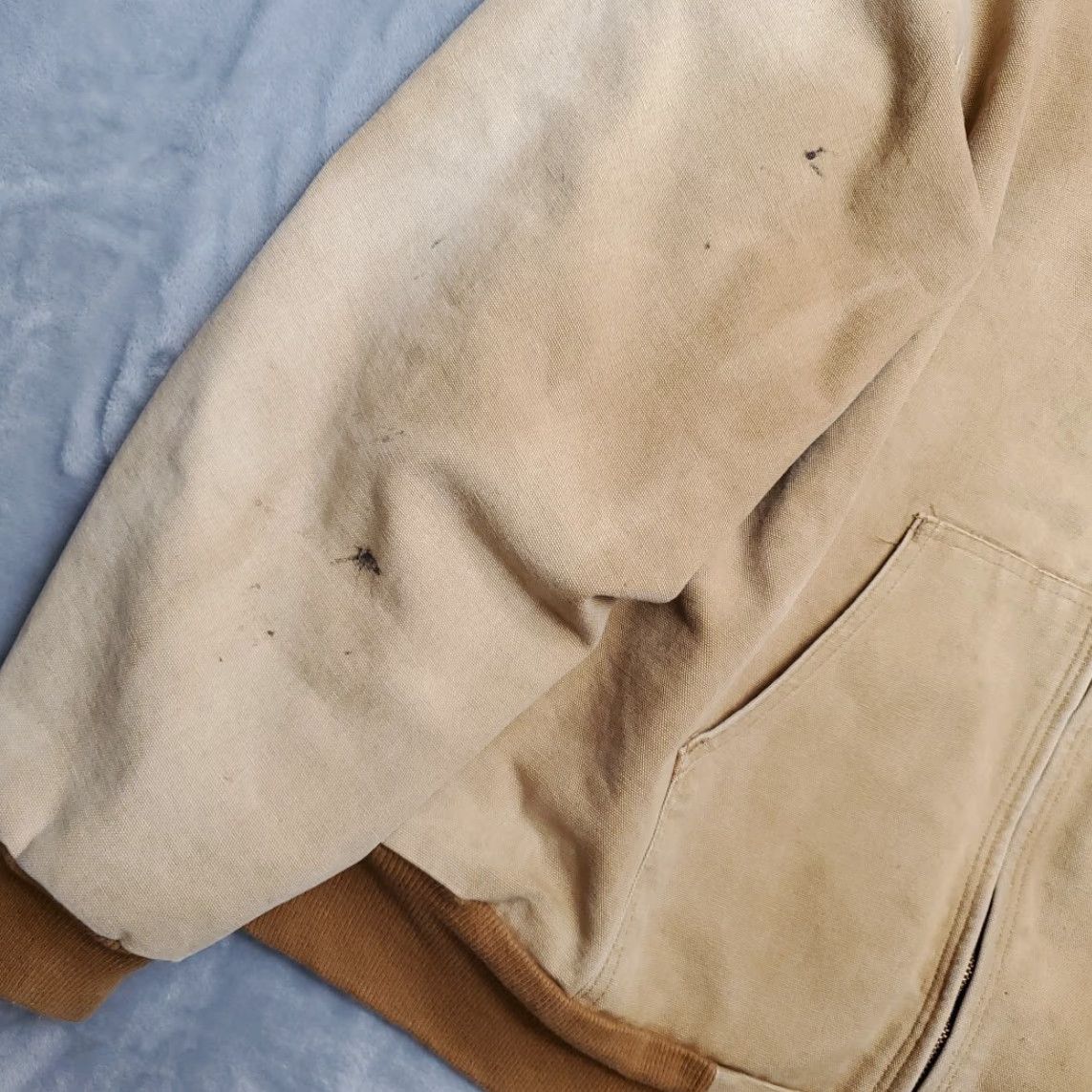 Carhartt VINTAGE Carhartt Jacket Mens 2XL Canvas Active Hooded Lined Sun Faded 90s Work Brown Accents Logo Pockets Zip Casual Womens Mens Size US XXL / EU 58 / 5 - 2 Thumbnail