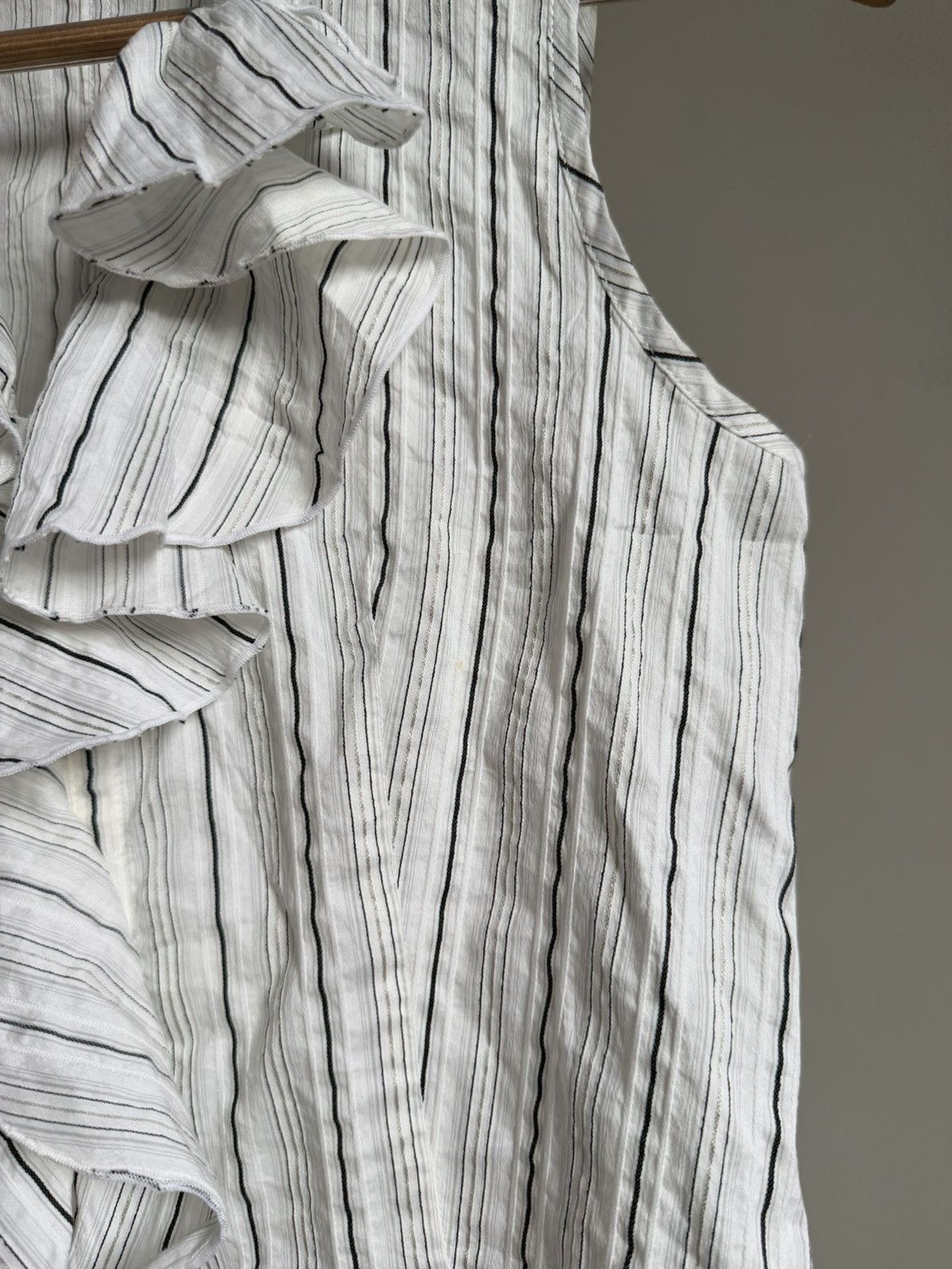 Vintage Japanese Zip Ruffle Blouse Sleeveless Striped Size S / US 4 / IT 40 - 7 Thumbnail