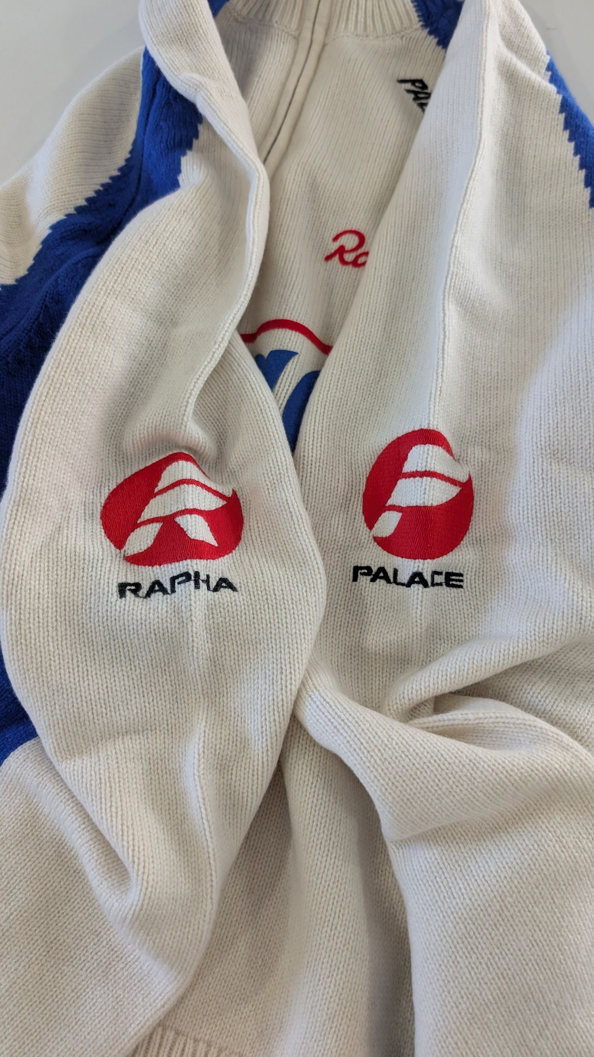 Palace × Rapha Palace Rapha Zip Knit Sweater White Ivory Size M Size US M / EU 48-50 / 2 - 4 Thumbnail