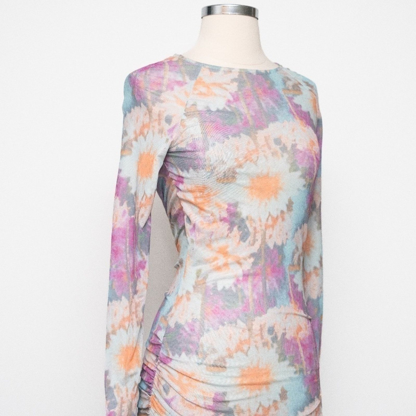 ROTATE Rotate. NWOT. Ulla Ruched Long Sleeve Dress Size XS / US 0-2 / IT 36-38 - 5 Thumbnail