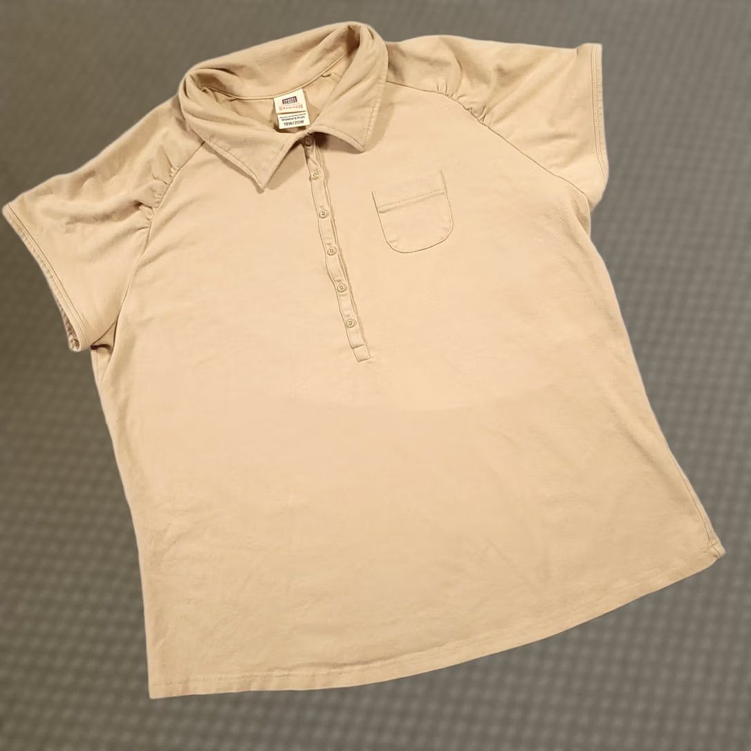 Faded Glory VINTAGE Faded Glory Polo Shirt Women's 18W Polo Short Sleeve Beige Slim Fit Stretch Cap Sleeve Size XXL / US 16-18 / IT 52-54 - 1 Thumbnail