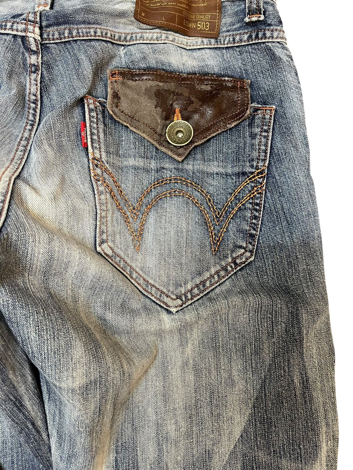 Edwin Vintage Edwin 503 Blue Trip Stonewash/Acidwash Denim Size US 35 - 8 Thumbnail