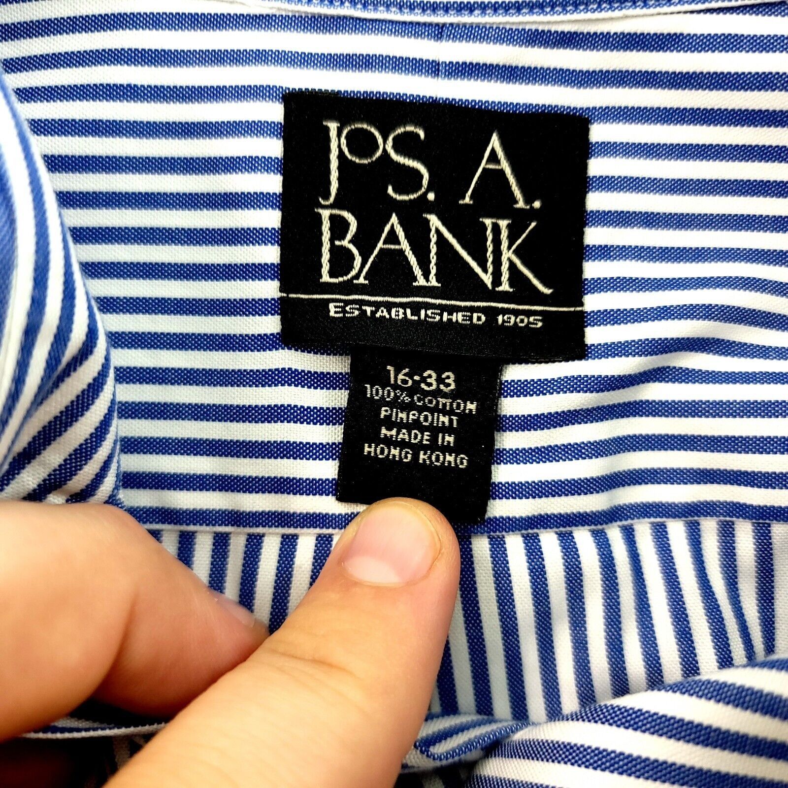 Jos. A. Bank Jos A Bank White Blue Striped Front Pocket Pinpoint Cotton B Size US M / EU 48-50 / 2 - 8 Thumbnail