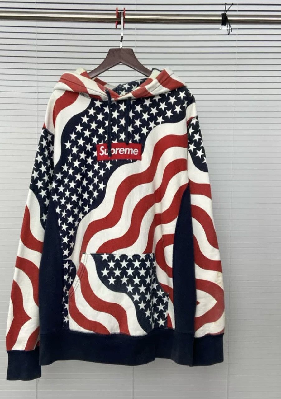 Supreme fw13 Usa flag box logo hooded sweatshirt hoodie