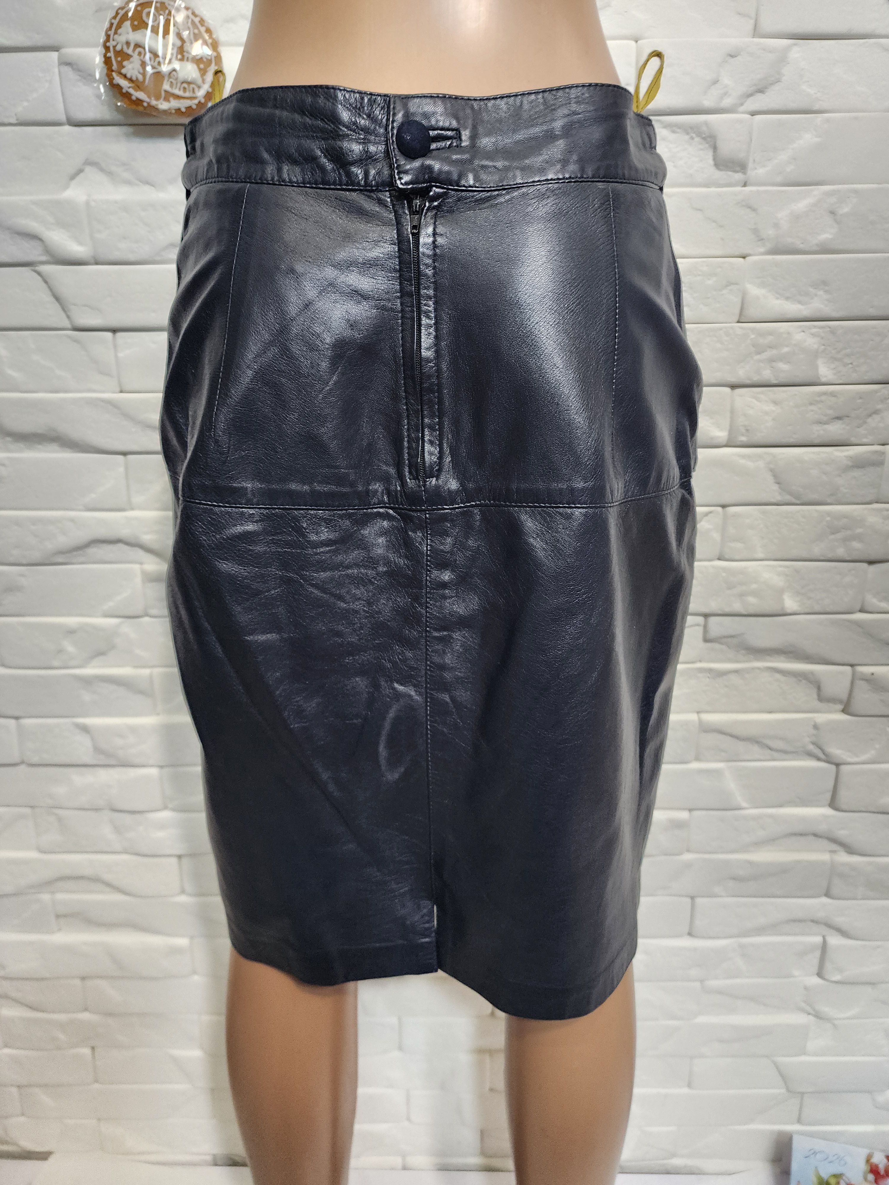Genuine Leather Black Leather Skirt: Street Style Size 29" - 6 Thumbnail