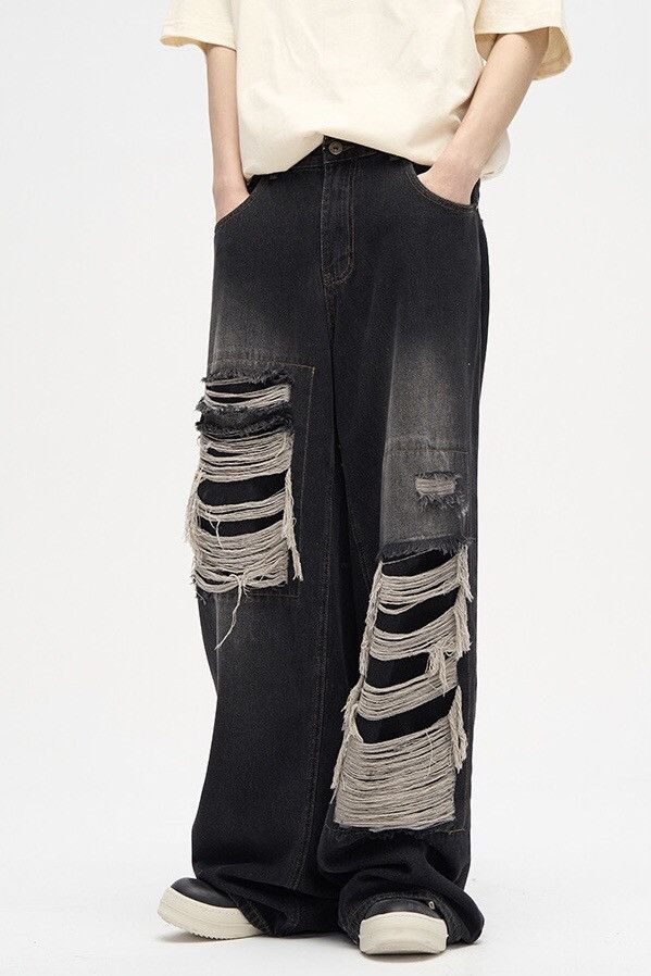 Unisex fashion ripped jeans pants