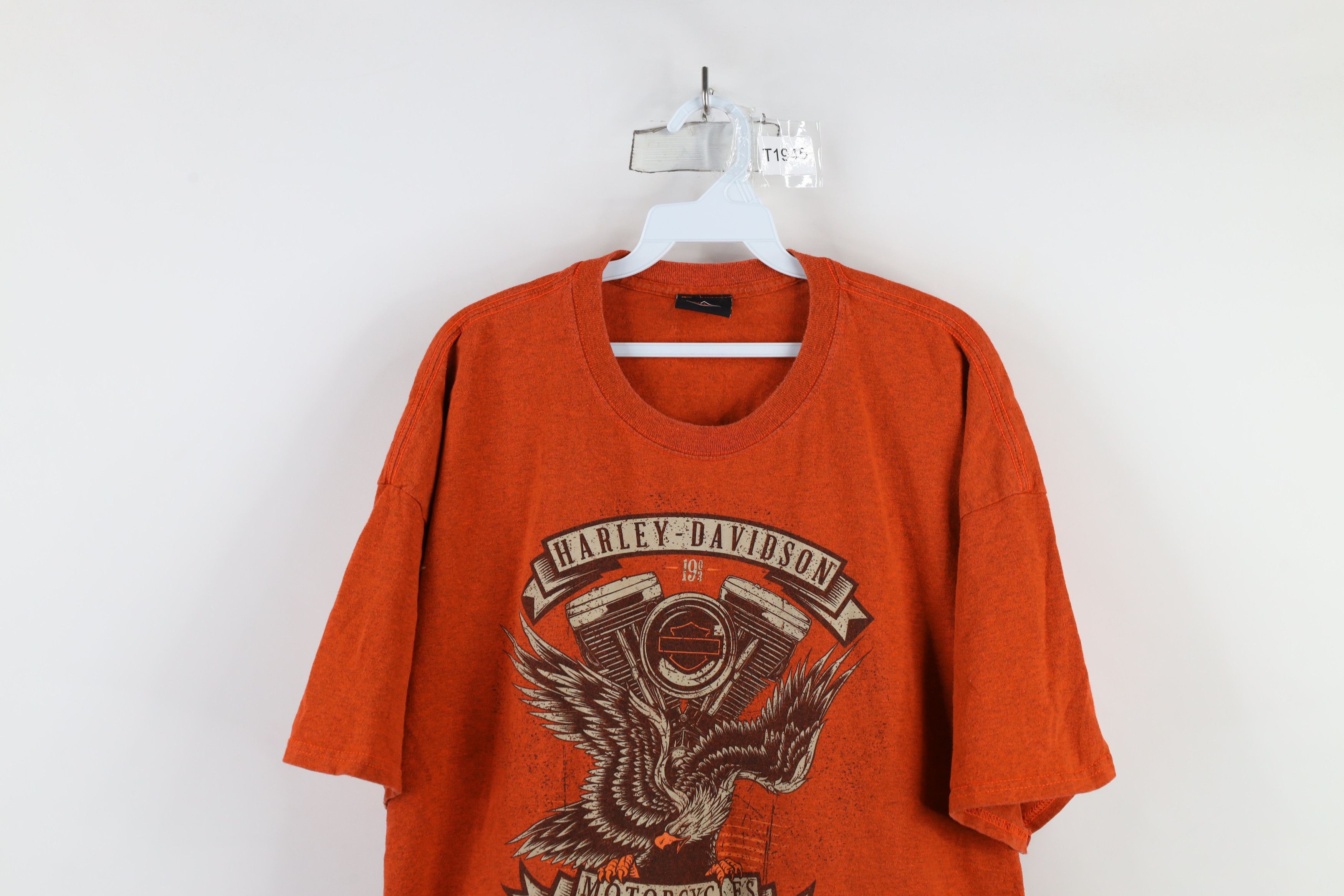 Harley Davidson × Vintage Vintage Y2K Harley Davidson Eagle Engine T-Shirt Orange Size US XXL / EU 58 / 5 - 2 Thumbnail