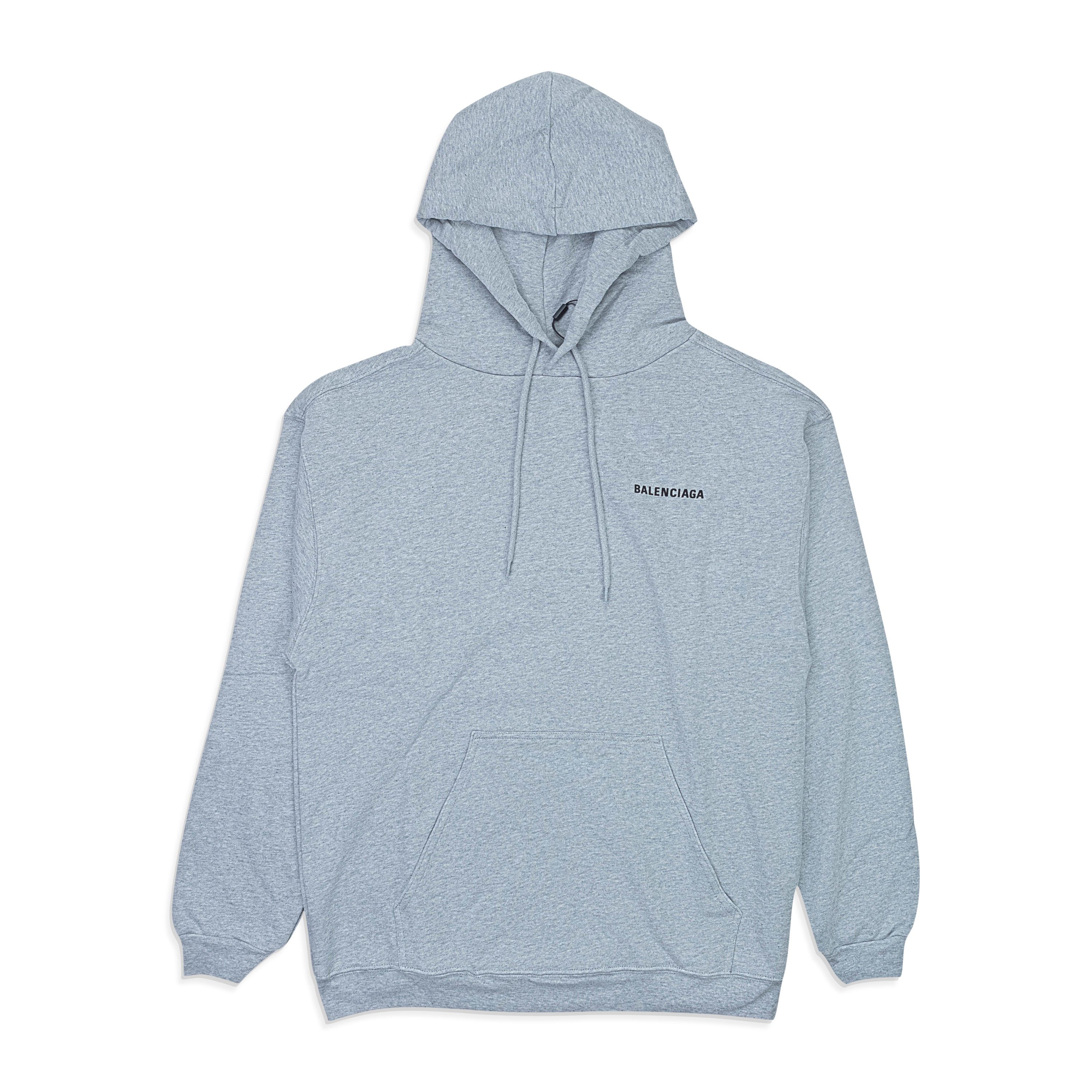 image of Balenciaga Grey Logo Wl0 Hoodie Size L, Men's
