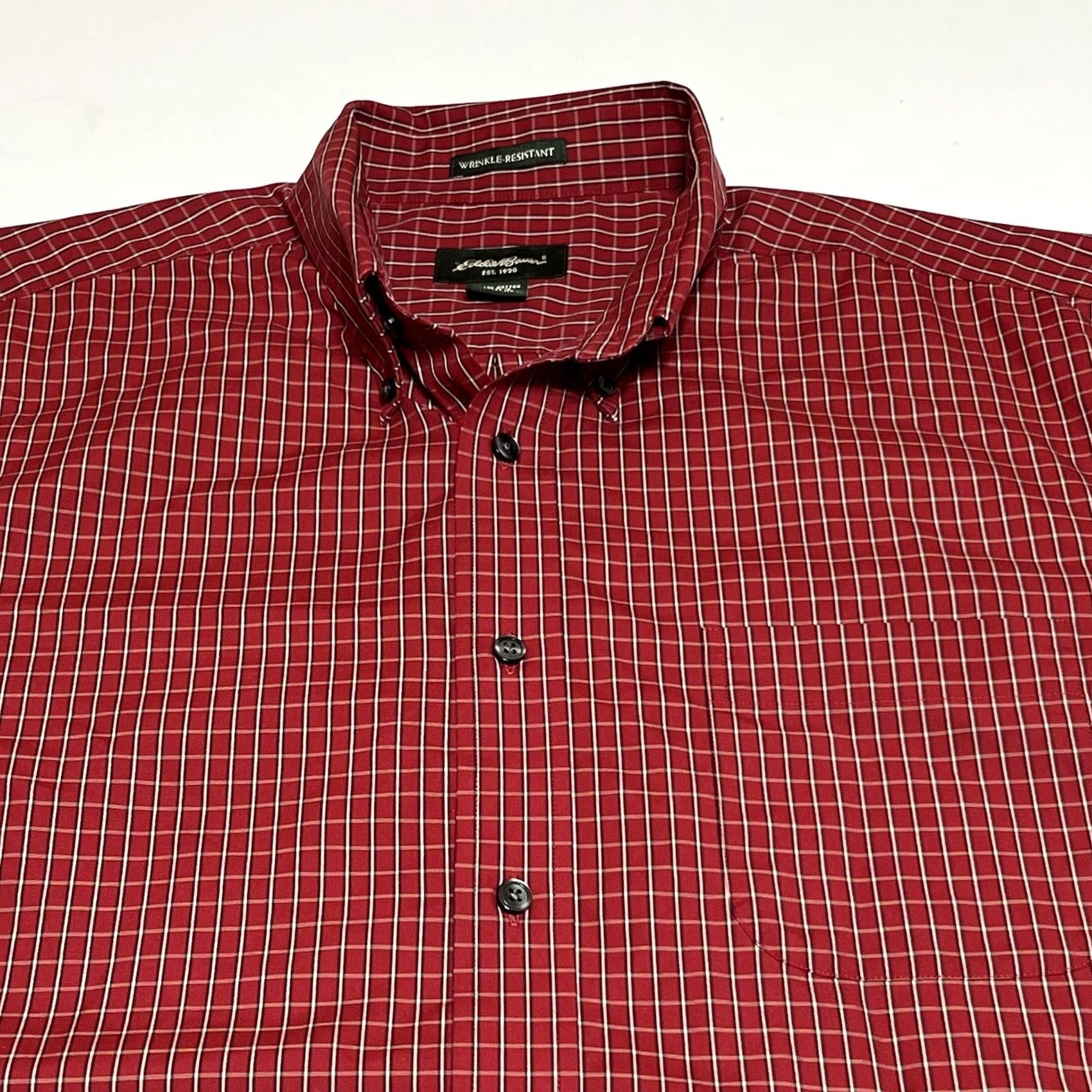 Eddie Bauer Eddie Bauer Button-Down Shirt XL Red Check Mens Wrinkle Resistant Non-Iron Easy Care Pocketed Classic Cotton Twill Shirt Size US XL / EU 56 / 4 - 2 Thumbnail