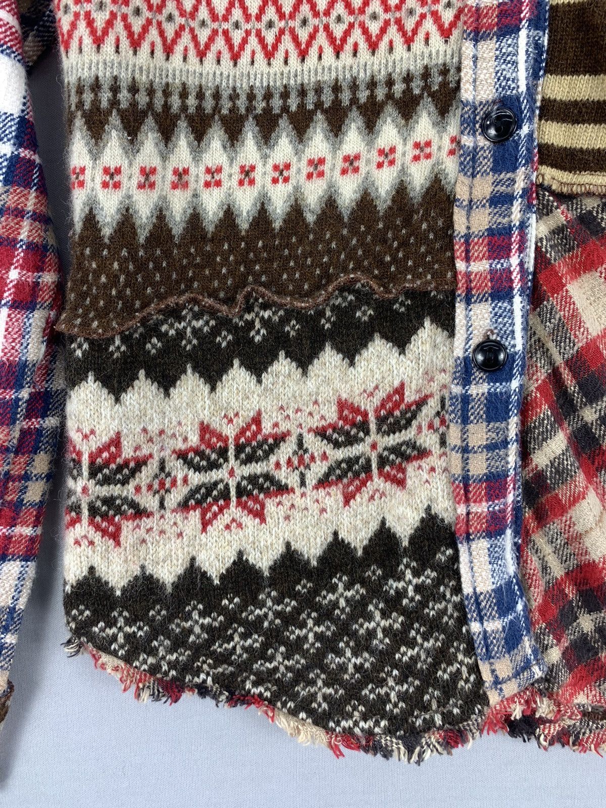 Japanese Brand Rare Navajo Patchwork Knitted Flannel Size XXS / US 00 / IT 34 - 8 Thumbnail