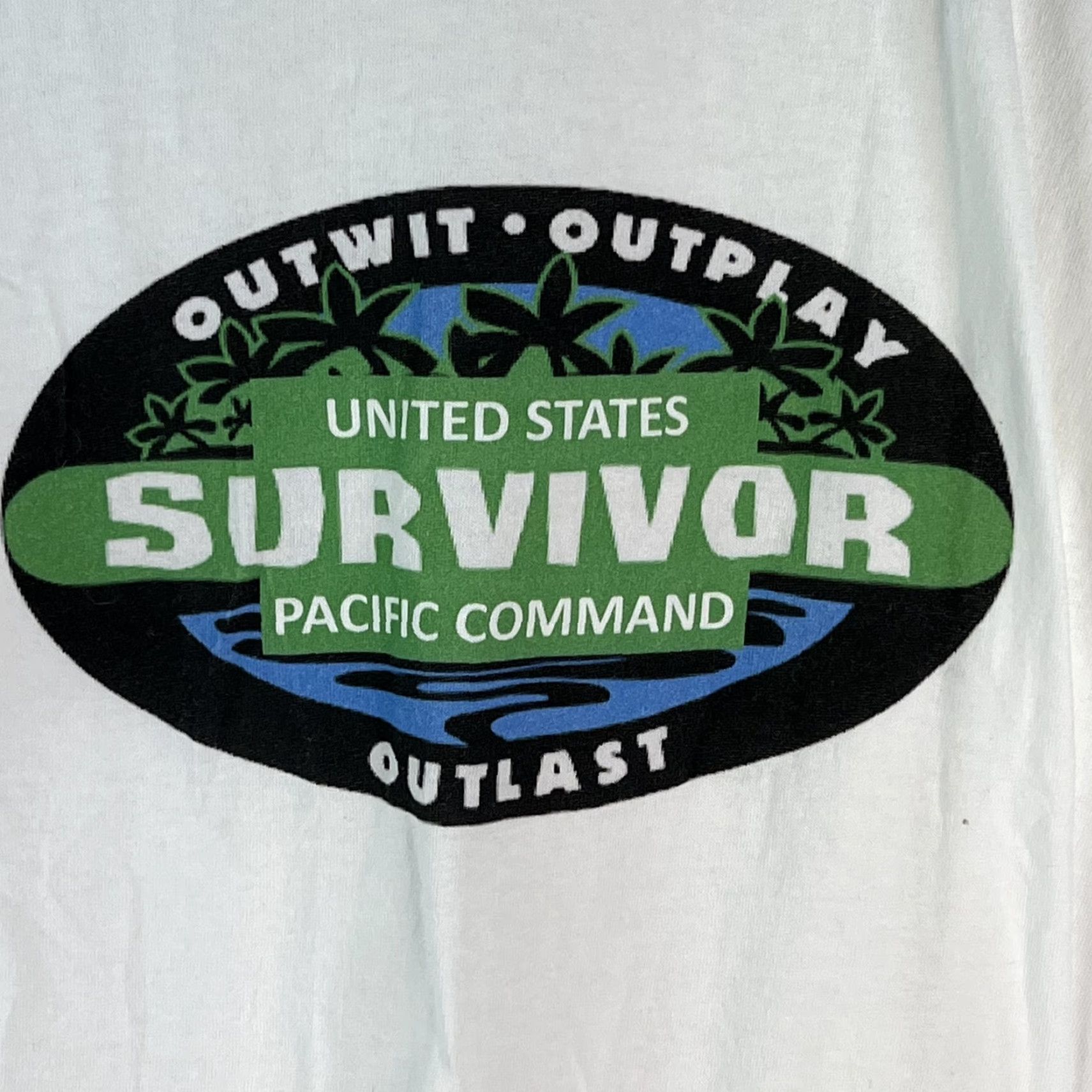 Anvil VINTAGE Outwit Outplay United States Survivor Pacific Command Outlast Anvil Mens Tee L Size US L / EU 52-54 / 3 - 2 Thumbnail