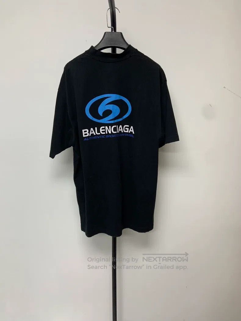 Balenciaga Balenciaga Blue Logo Printed Pattern Round Neck Short Slee Size US XXS / EU 40 - 2 Thumbnail
