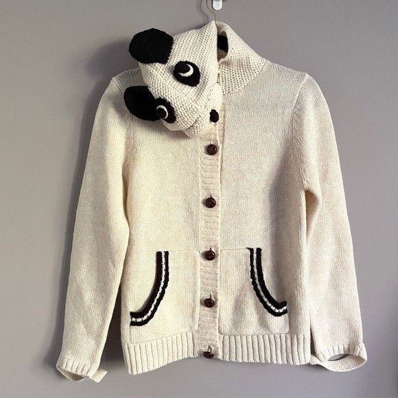 Vintage Vintage Puppy Hooded Wool Blend Cardigan Sweater - Small Size S / US 4 / IT 40 - 10 Thumbnail