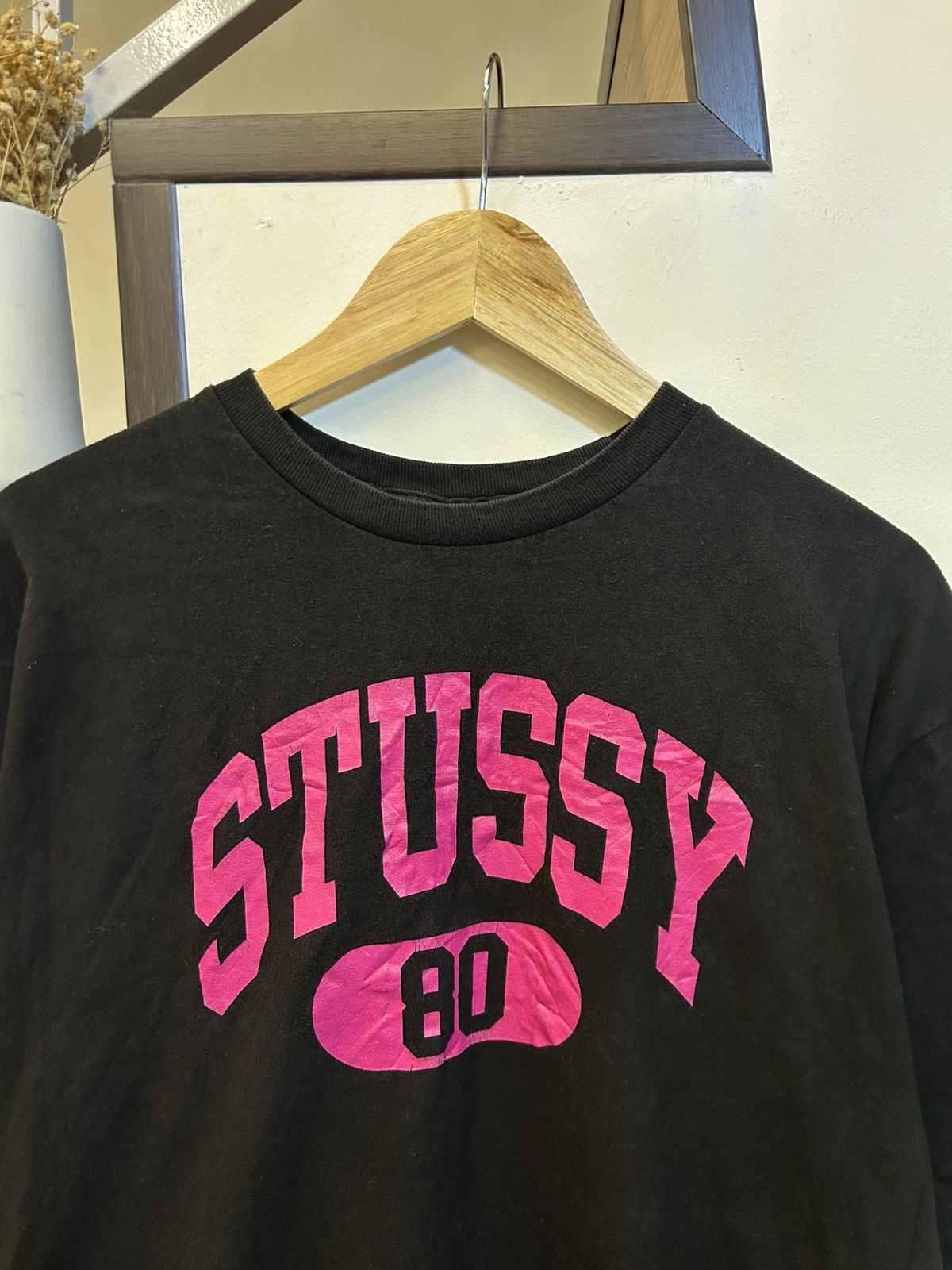 Stussy VINTAGE Stussy "80" Spellout Logo T-Shirt Black/Pink Size US L / EU 52-54 / 3 - 4 Thumbnail