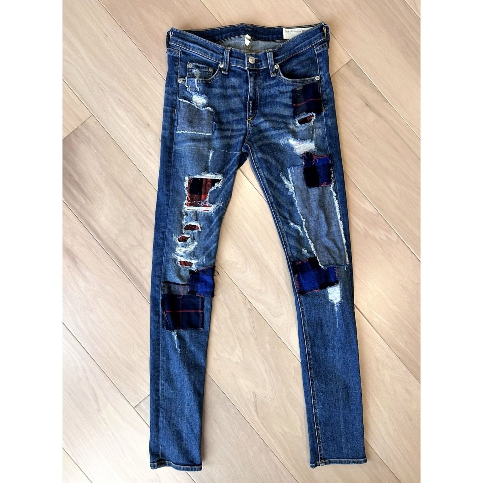 Rag & Bone VINTAGE Rag & Bone Skinny Patchwork Denim Blue Jeans USA Made Women’s 27x30 Size 27" / US 4 / IT 40 - 2 Thumbnail