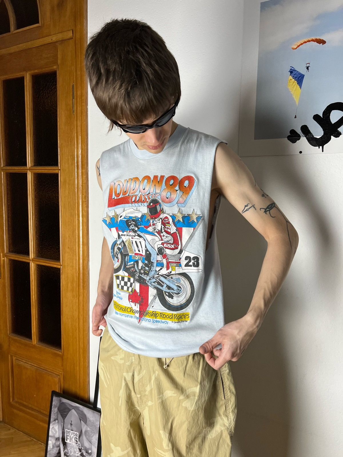 Harley Davidson × Vintage 1989 London Moto tee Tank Top Dunlop racing Suzuki Size US M / EU 48-50 / 2 - 11 Thumbnail