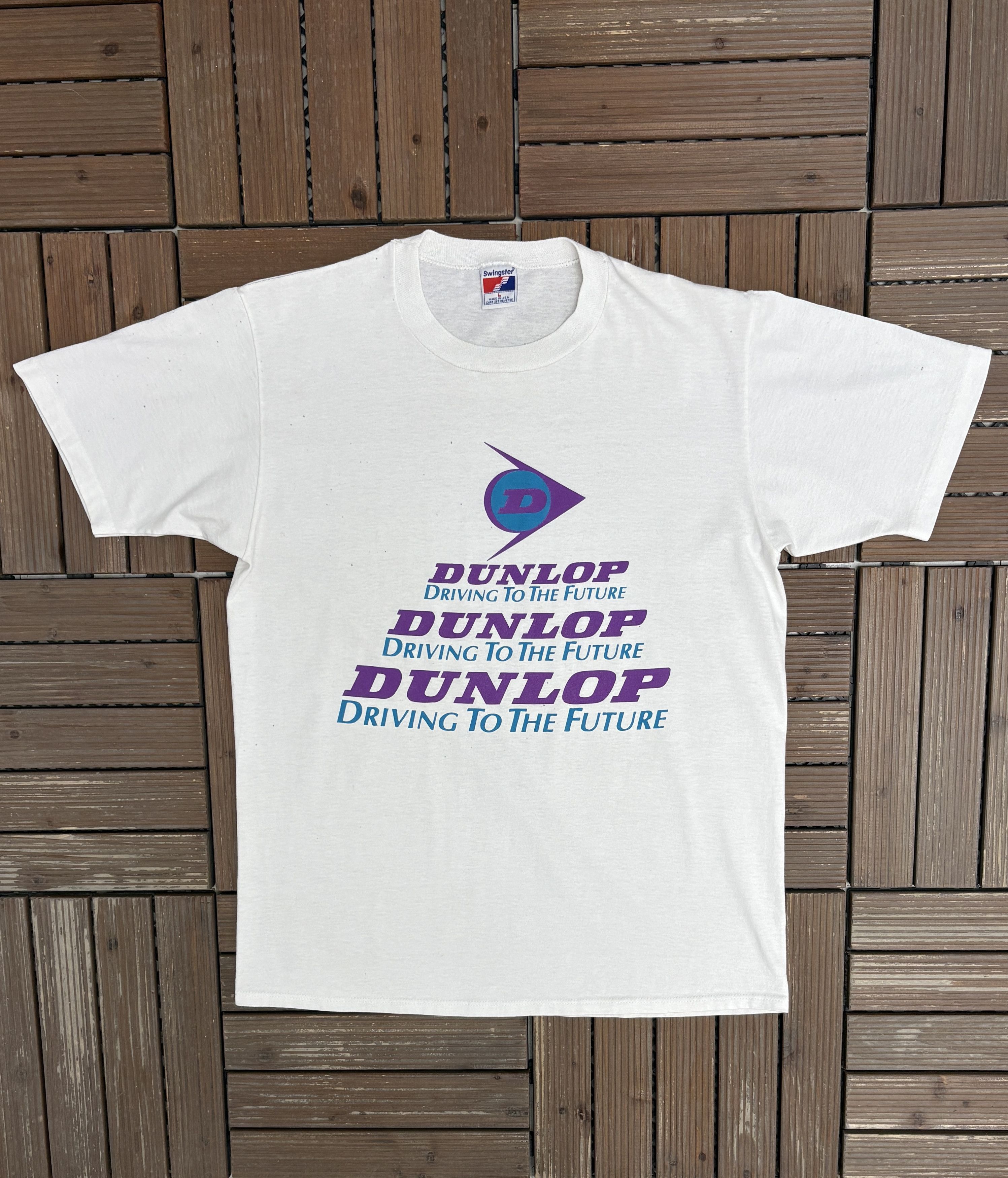 Dunlop × Vintage Dunlop Driving To The Future Vintage White T-Shirt Tee Size US L / EU 52-54 / 3 - 1 Thumbnail