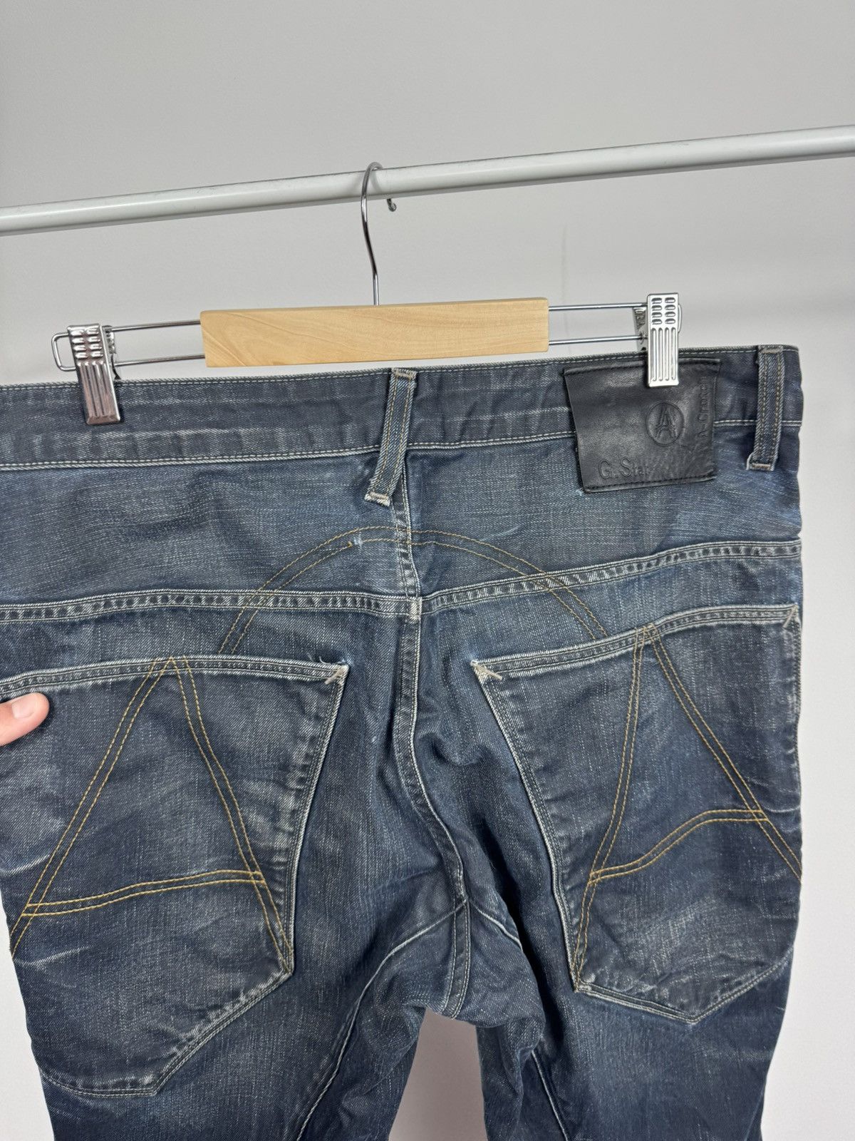 G-Star G-Star RAW 3301 Dark Wash Distressed Denim Jeans Regular Fit Size US 36 / EU 52 - 9 Thumbnail