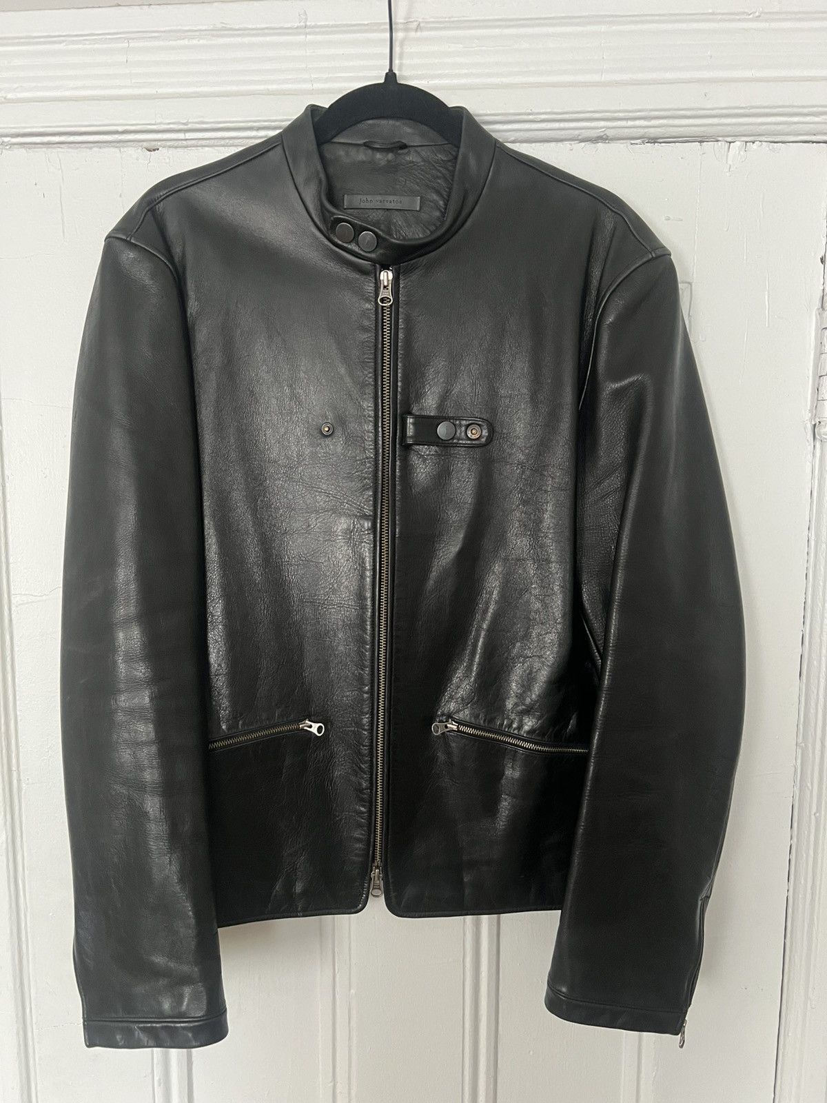 John Varvatos John Varvatos Black Smooth Leather Cafe Racer leather Jacket Size US M / EU 48-50 / 2 - 1 Thumbnail