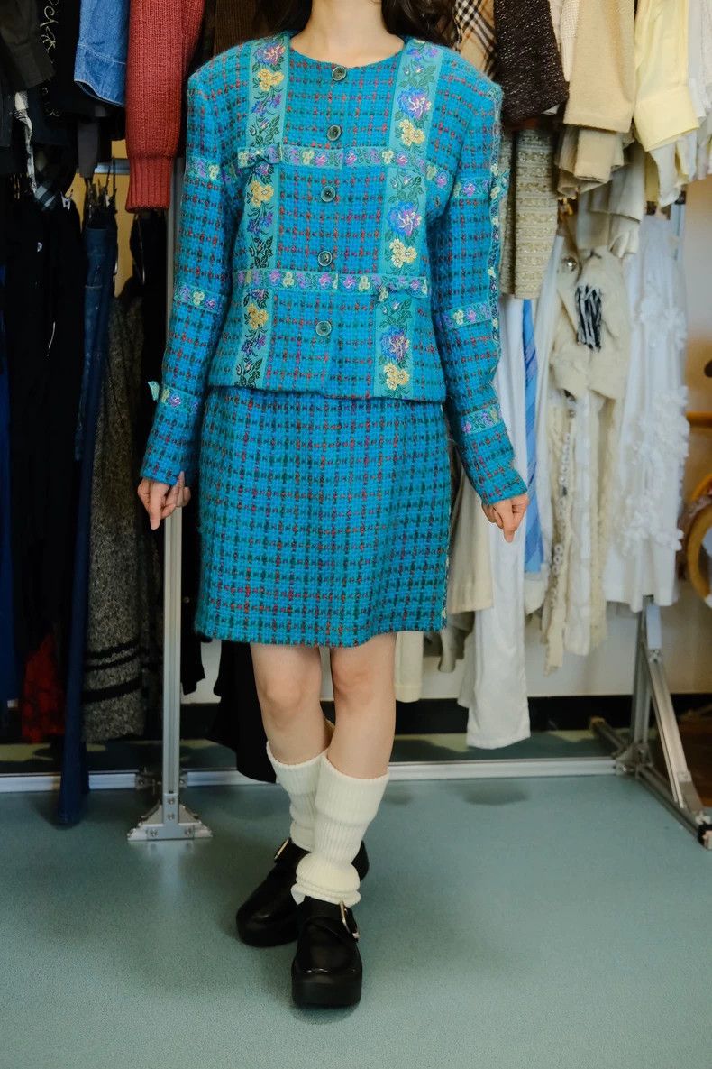 Kenzo KENZO Peacock blue coarse woolen brocade set Size M / US 6-8 / IT 42-44 - 3 Thumbnail