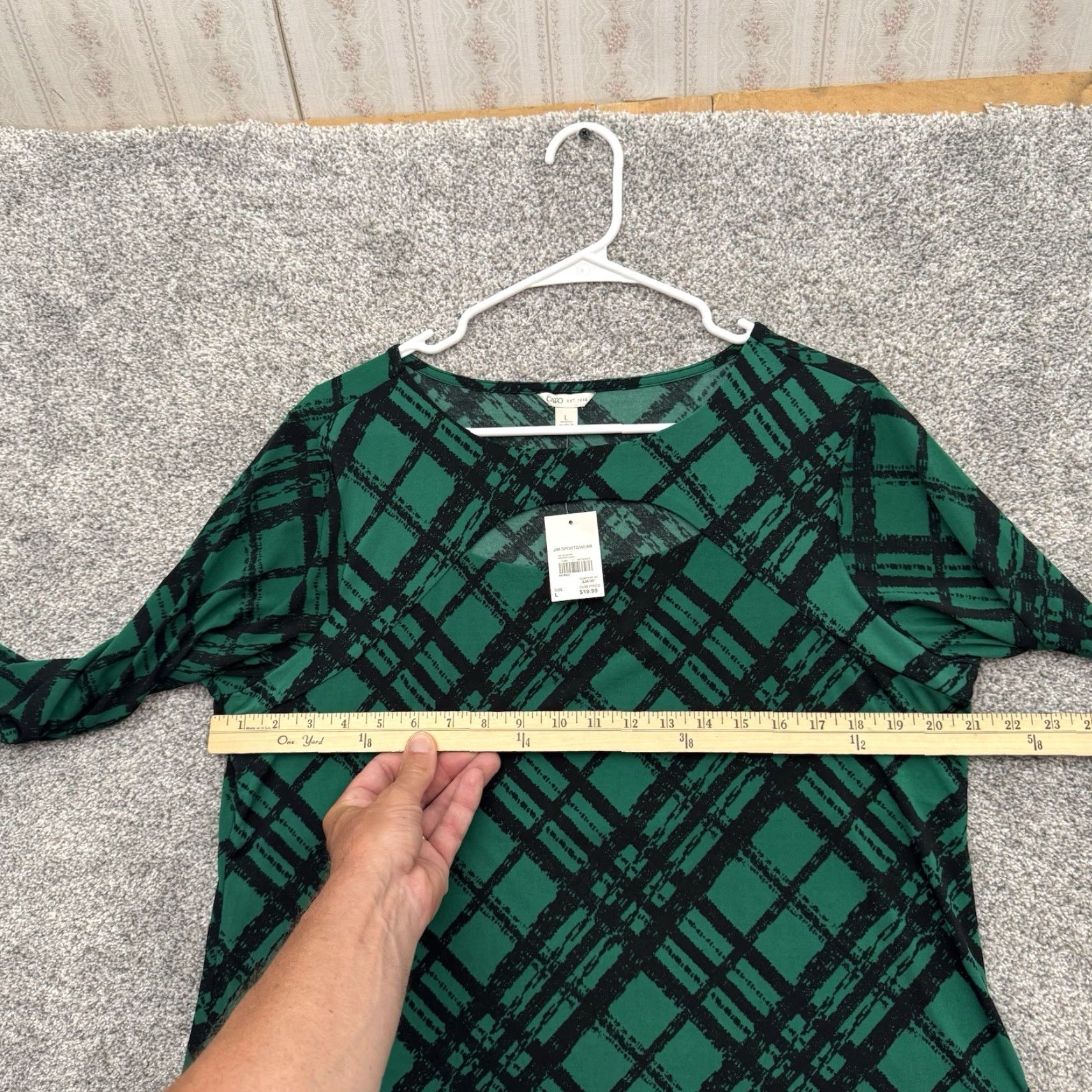 Vintage Cato Blouse Shirt Keyhole Retro 70s Night Out Office Chic Women L Green Maximalist Statement Party Regular Size L / US 10 / IT 46 - 6 Thumbnail