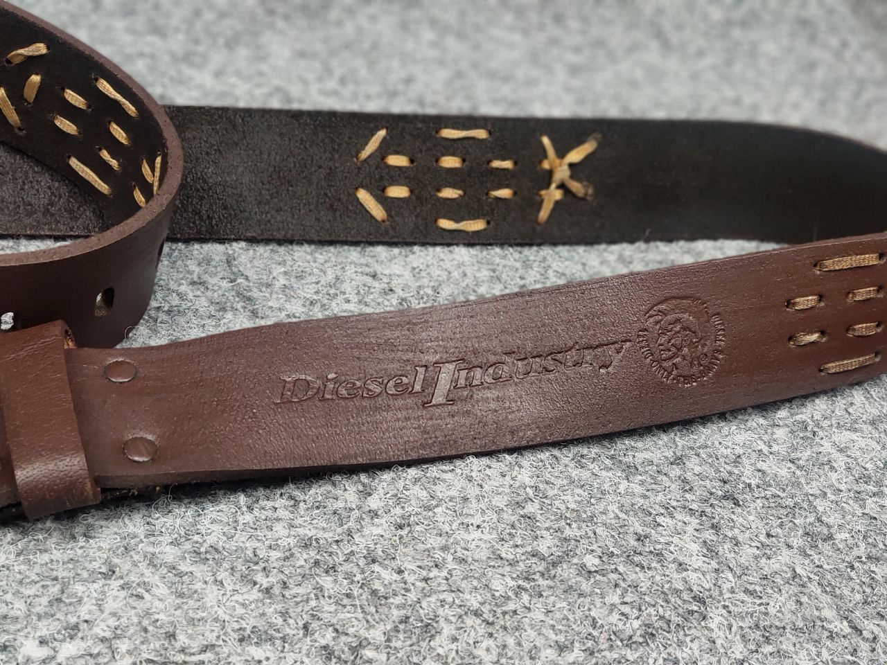 Diesel Diesel Industry Vintage Dark Brown Logo Mens Belt Y2K Style Size ONE SIZE - 5 Thumbnail