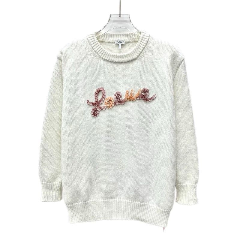 Loewe Loewe White logo lettered embossed cotton round neck long Size XS / US 0-2 / IT 36-38 - 1 Thumbnail