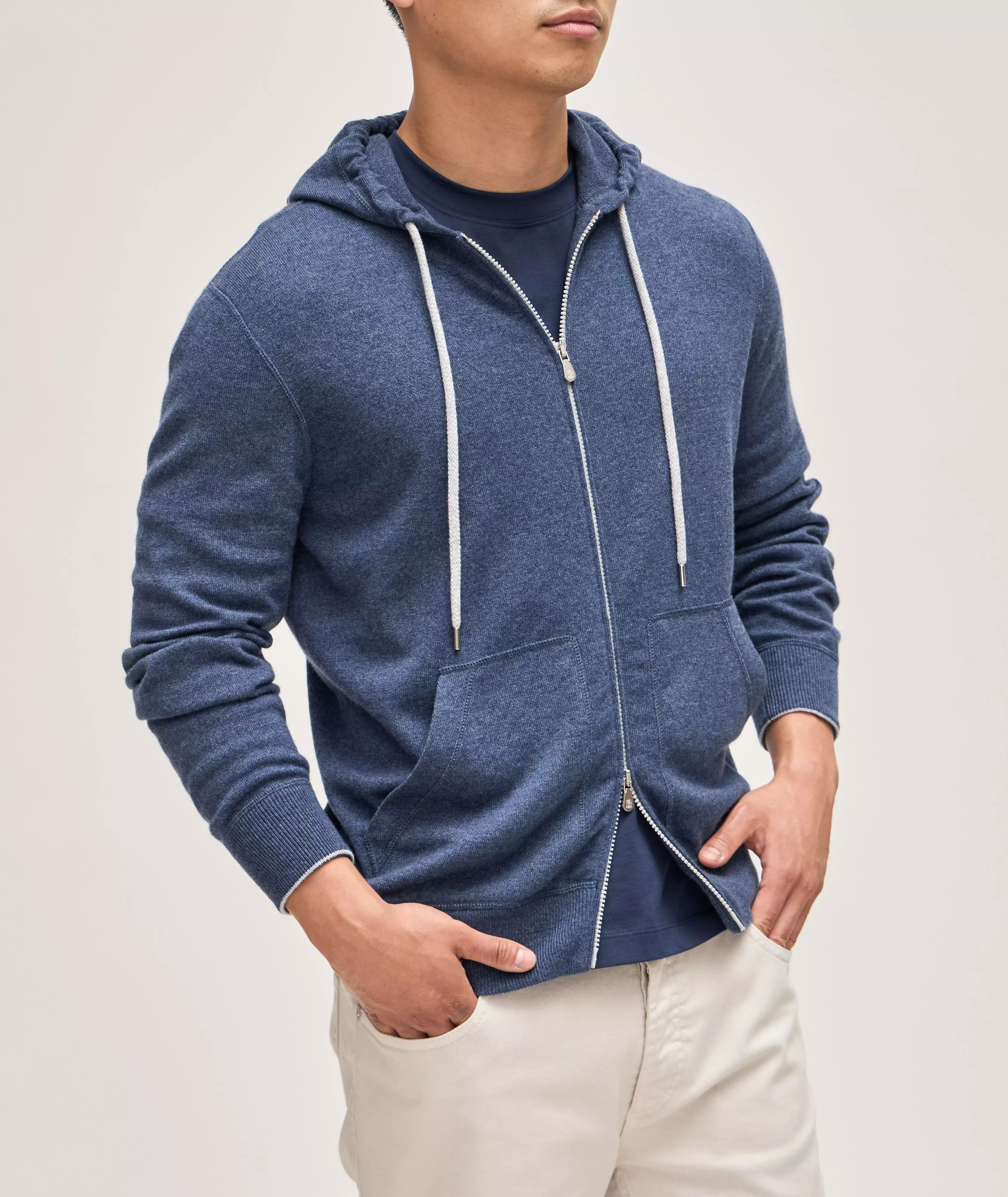 Brunello Cucinelli o1w1db10125 Full-Zip Cashmere Zip Cardigan in Blue Size US S / EU 44-46 / 1 - 2 Thumbnail