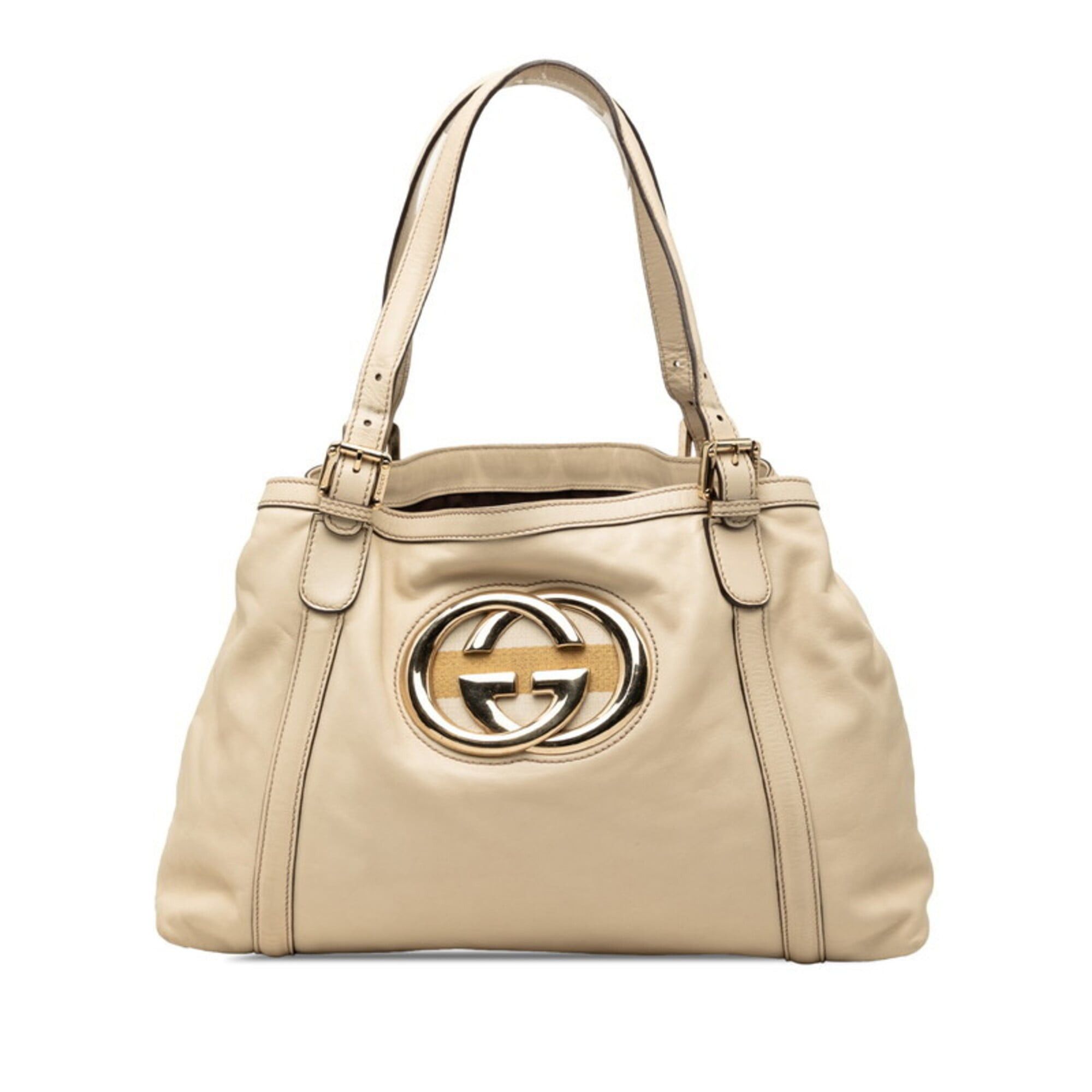 Gucci Gucci Interlocking G Newbrid Tote Bag Shoulder 162094 Ivory Beige Leather Women's GUCCI Size ONE SIZE - 1 Thumbnail