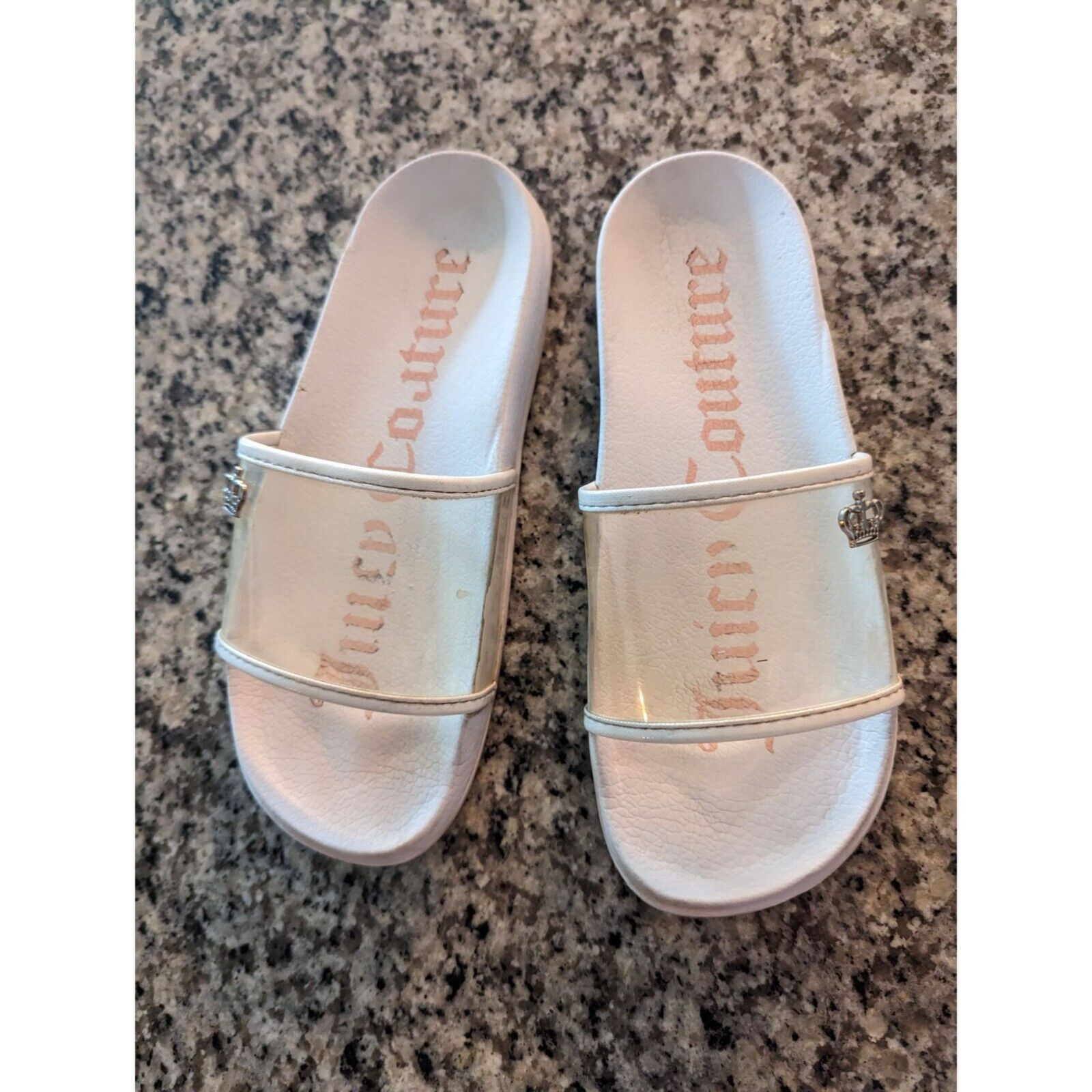 Juicy Couture Juicy Couture Womens Sz 7 Slides Sandals White Clear Top Size US 7 / IT 37 - 2 Thumbnail