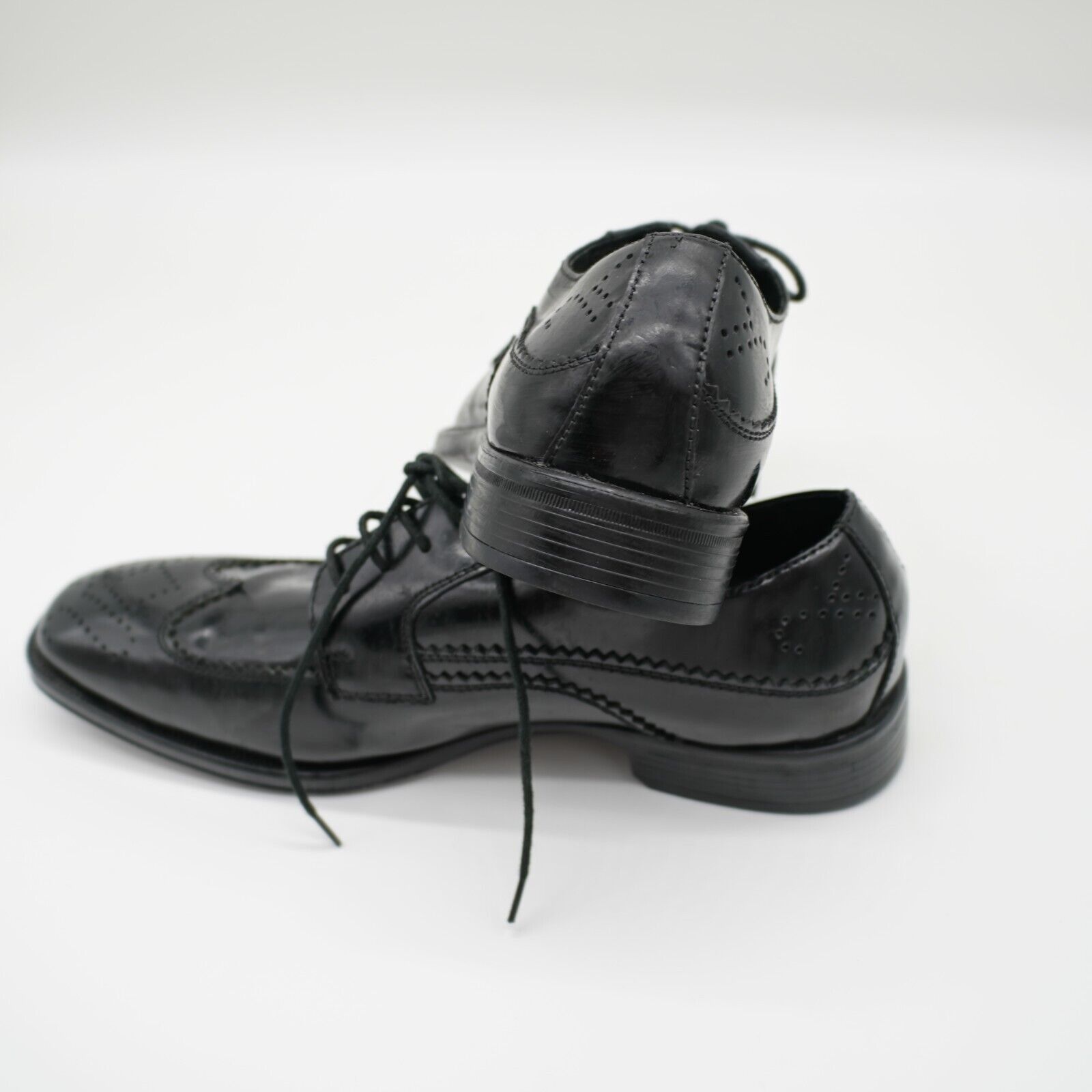Johnston & Murphy Johnston & Murphy Black Leather Brogue Wing Tip 9 M Dress Sh Size US 9 / EU 42 - 9 Thumbnail