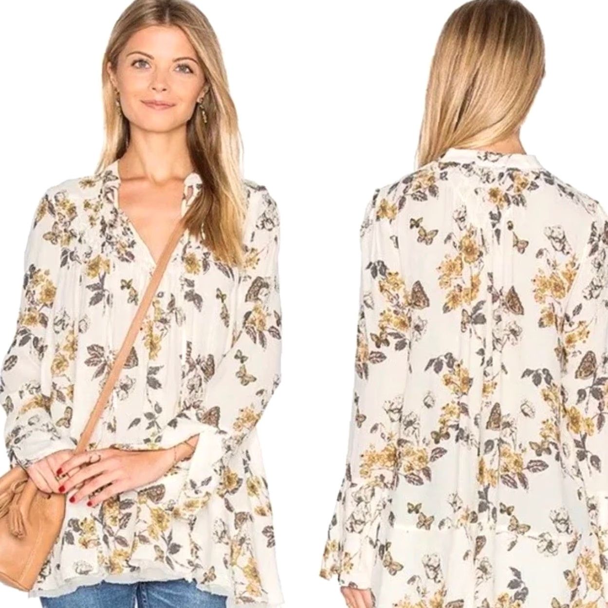 Free People Free People Womens Top Ivory Pebble Crepe So Fine Oversized Tunic Small Shirt Womens Size S / US 4 / IT 40 - 2 Thumbnail