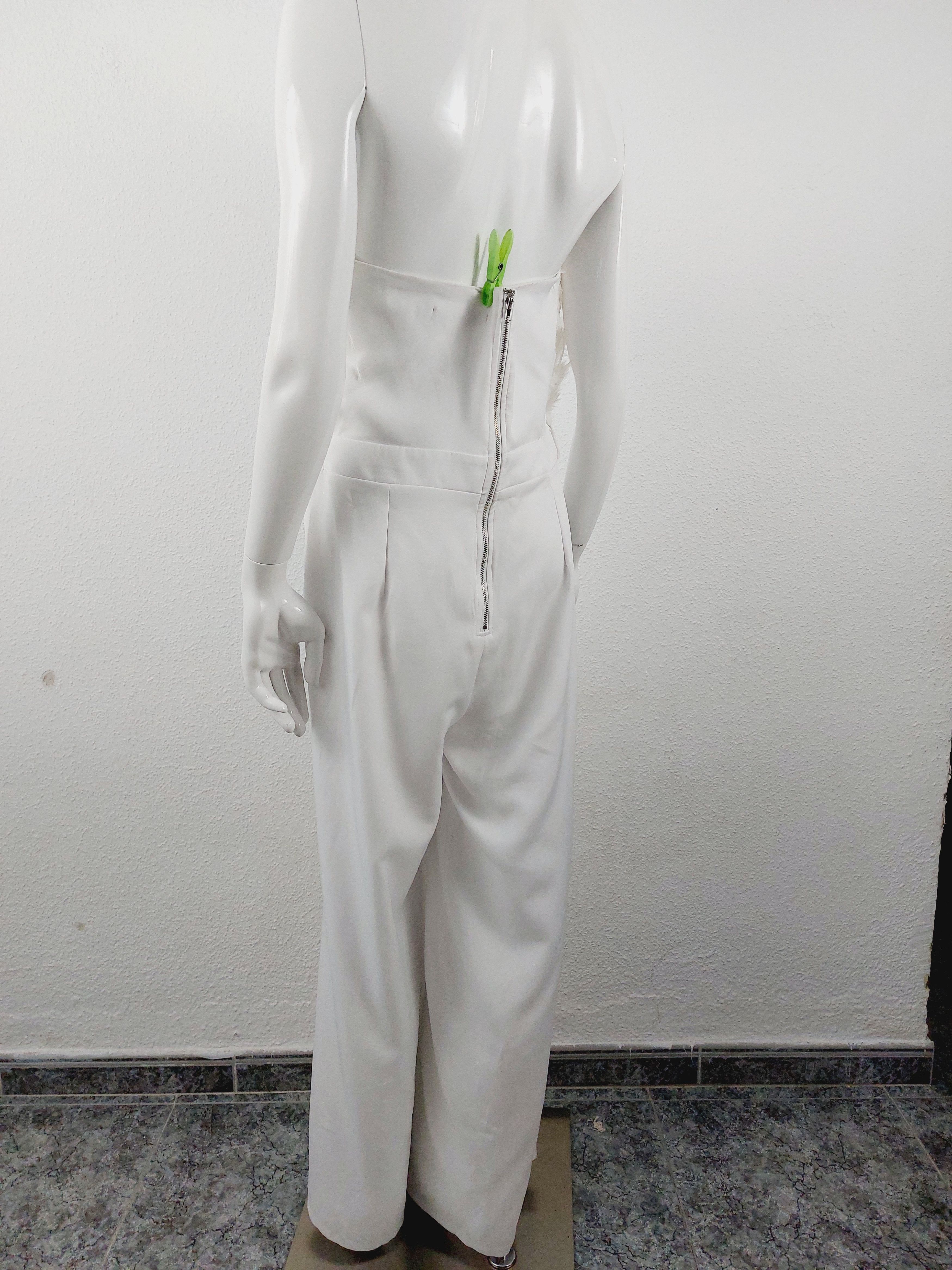plein sud Plein Sud Faycal Amor White Feather Jumpsuit Dress Size 32" / US 10 / IT 46 - 14 Thumbnail